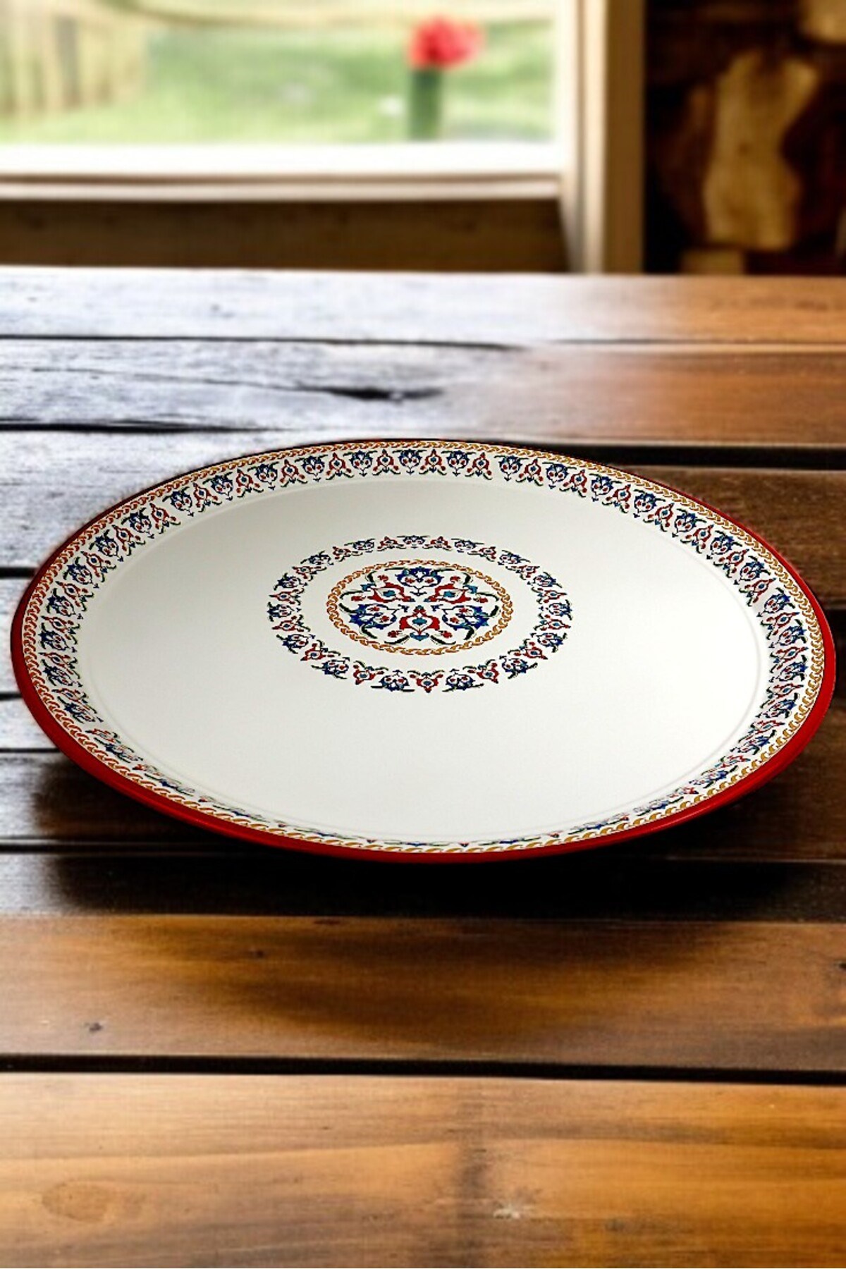 70 No Emaye Sini Sofra, Yemek Sunum Tepsi, Yer Sofrası Çinko ~68 Cm