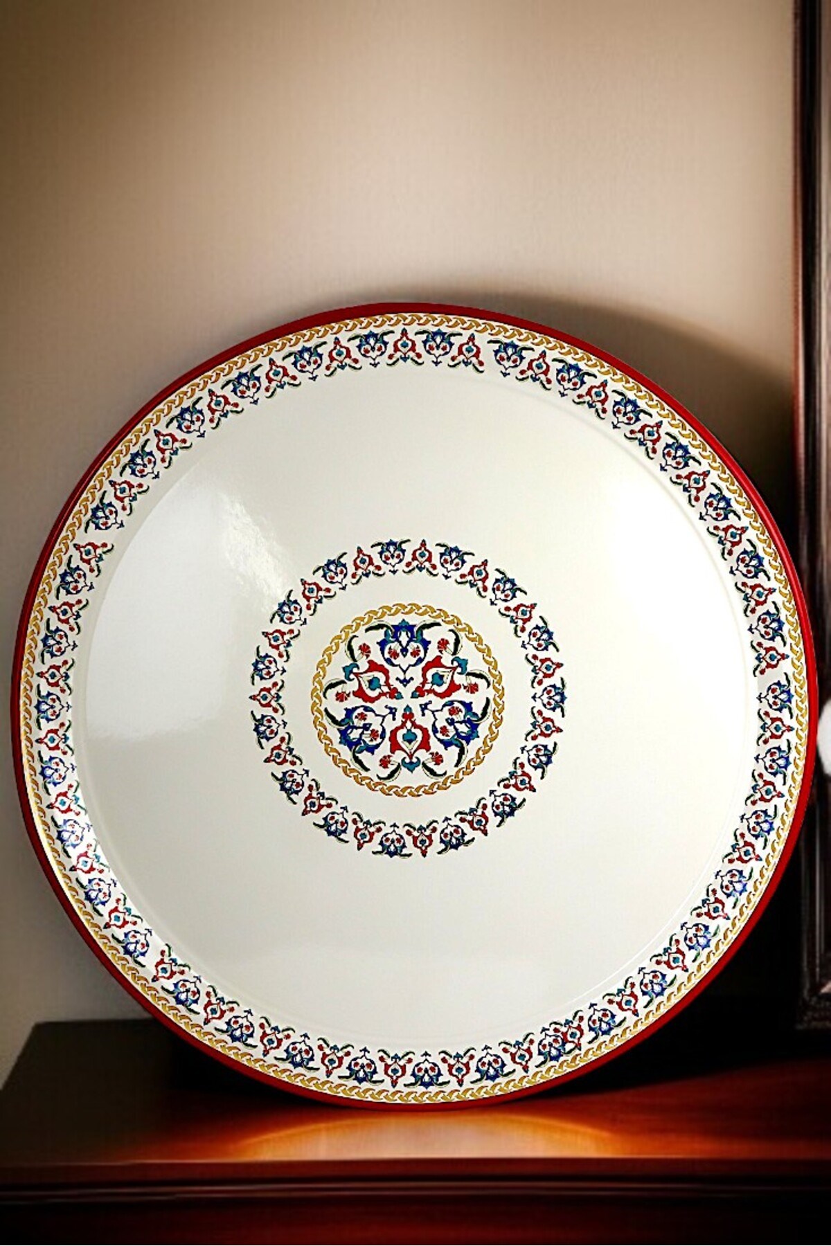 70 No Emaye Sini Sofra, Yemek Sunum Tepsi, Yer Sofrası Çinko ~68 Cm