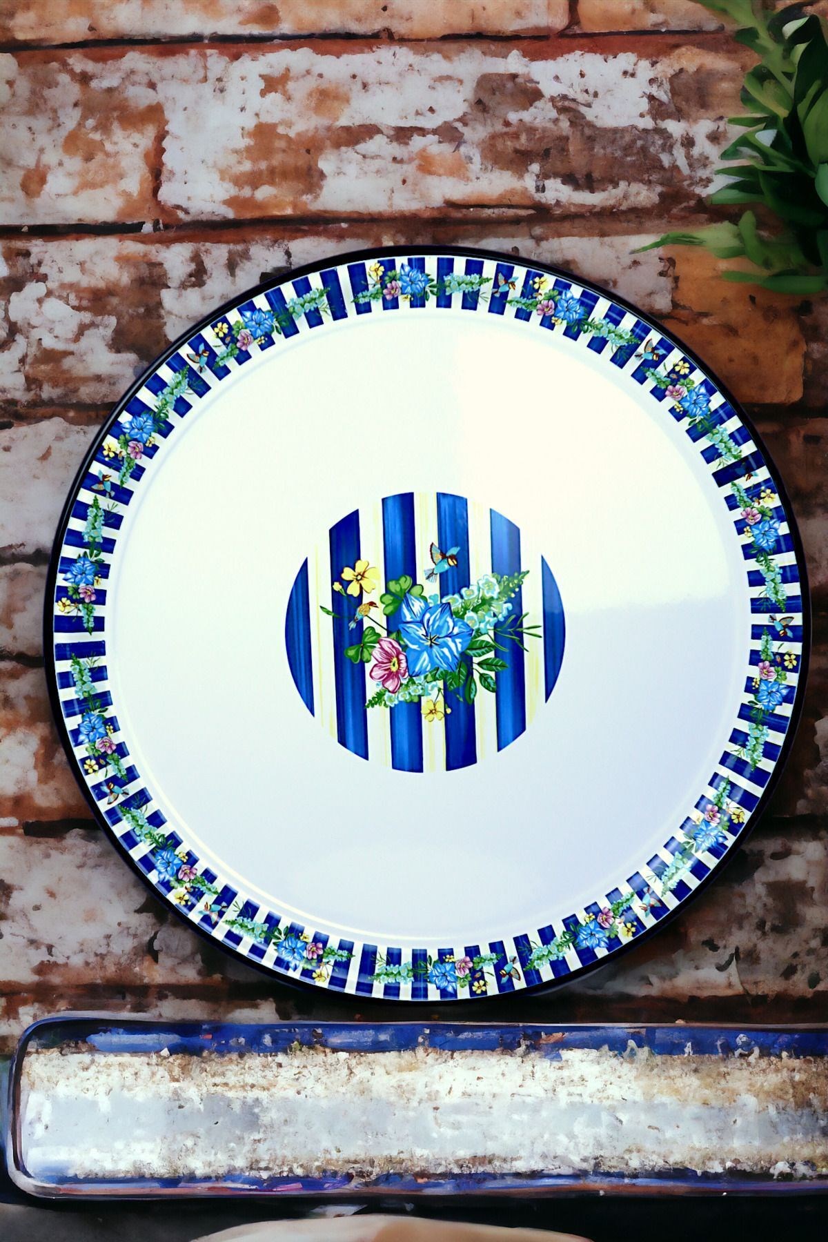 70 No Emaye Sini Sofra, Yemek Sunum Tepsi, Yer Sofrası Çinko ~68 Cm