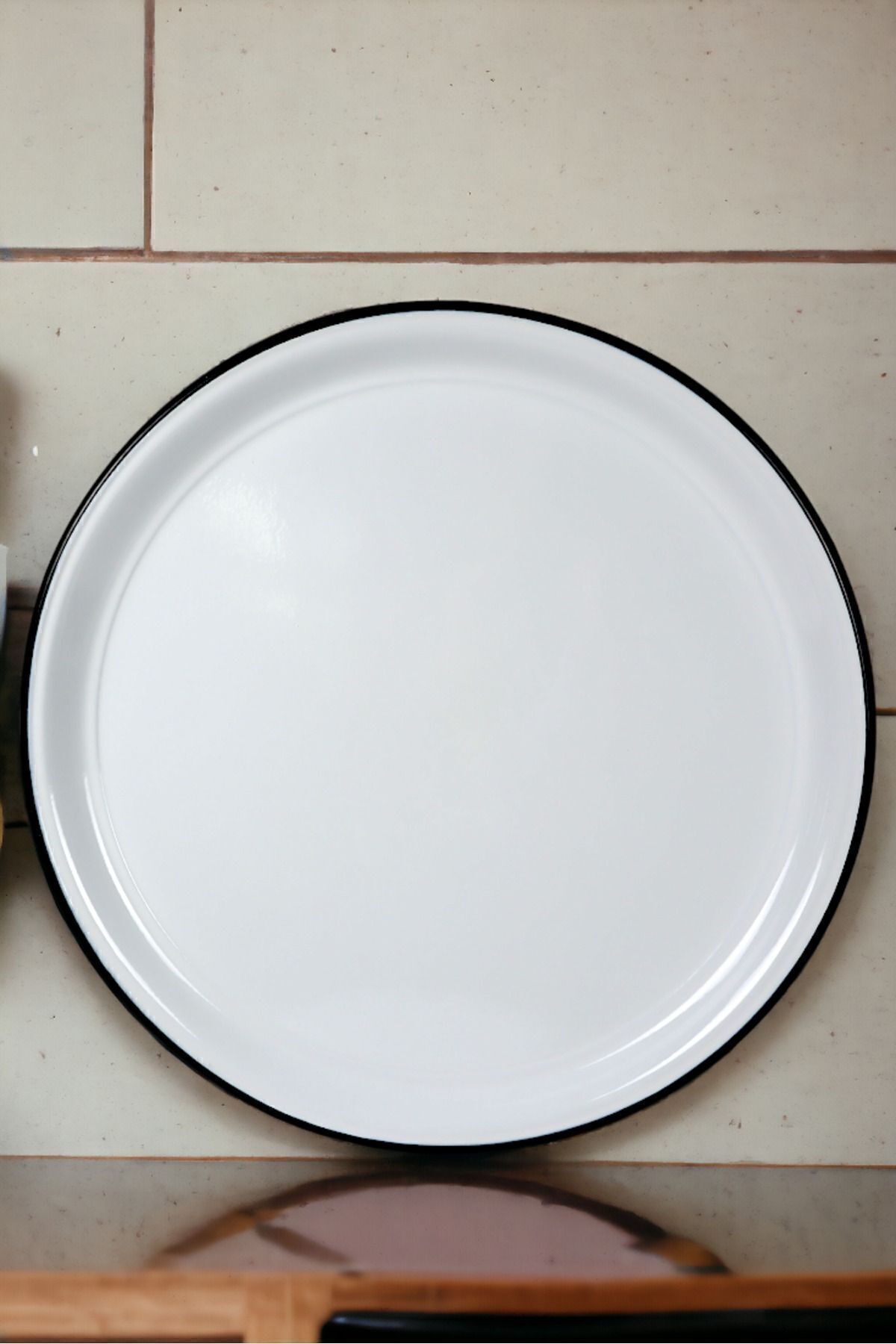 70no Emaye Sini Sofra, Yemek Sunum Tepsi, Yer Sofrası Çinko ~68 Cm