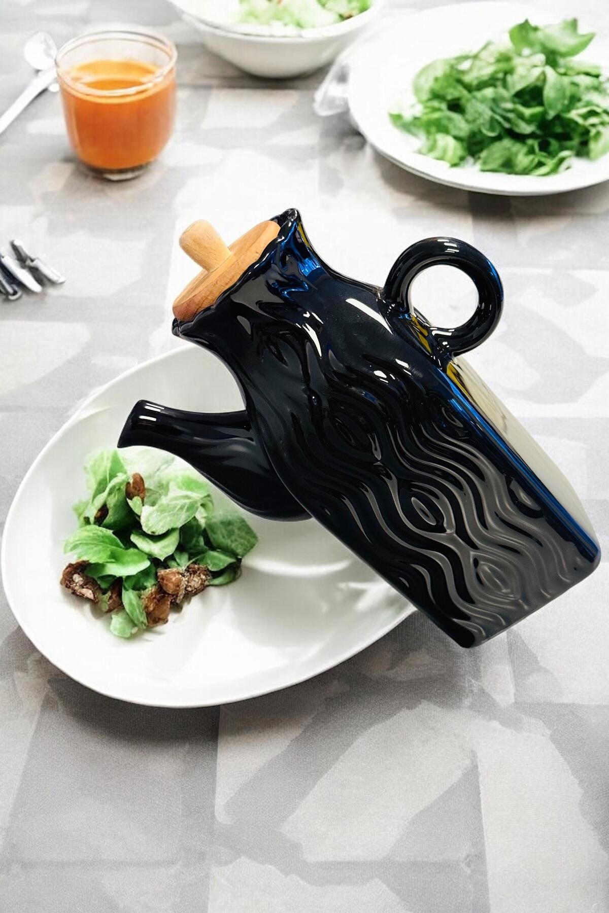 Bambu Kapaklı Seramik Yağdanlık