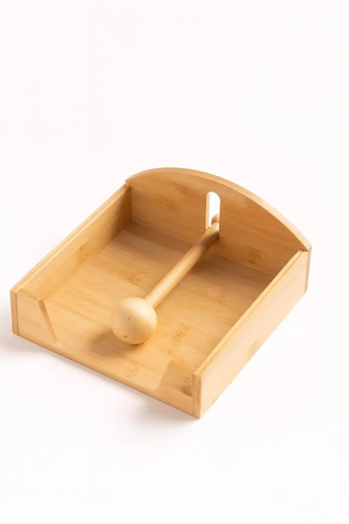 Bambu Kare Peçetelik 18x18 cm – Döner Kollu Ahşap Peçetelik
