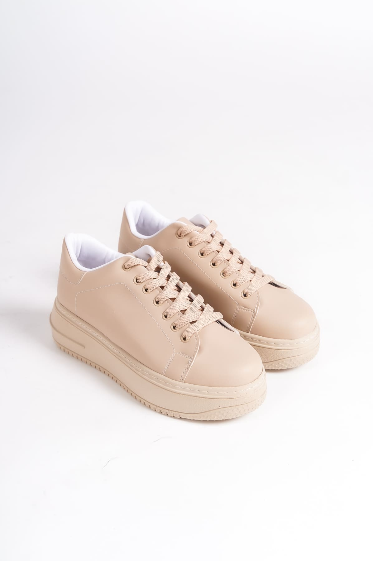 BIANA Bağcıklı Ortopedik Taban Kadın Sneaker Spor Ayakkabı CTT - Ten