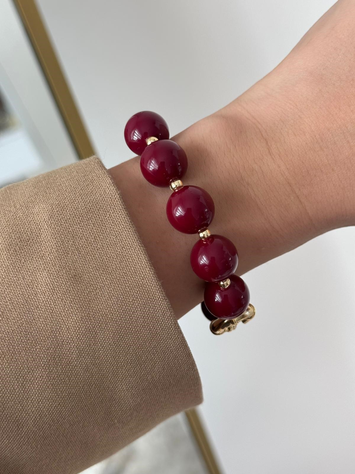 Bordo İnci Bileklik