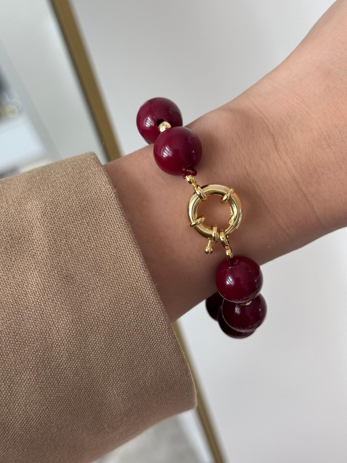 Bordo İnci Bileklik