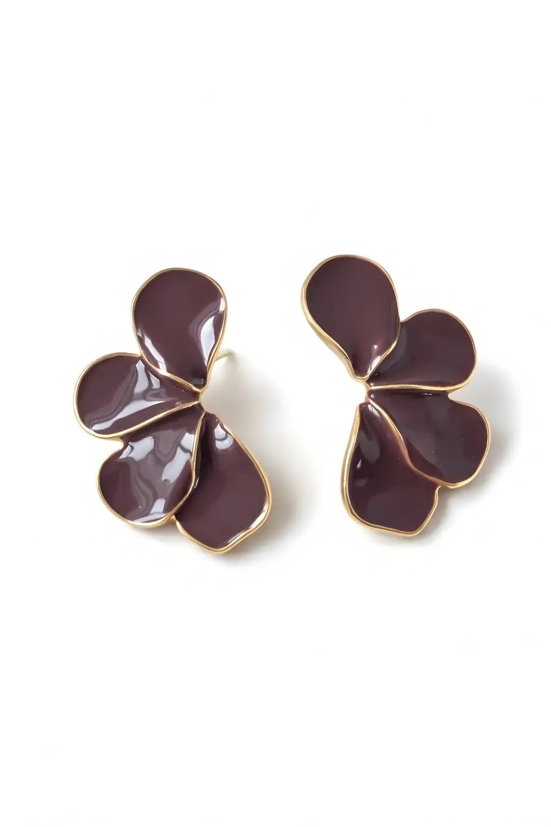 Bordo Yonca Gold Küpe