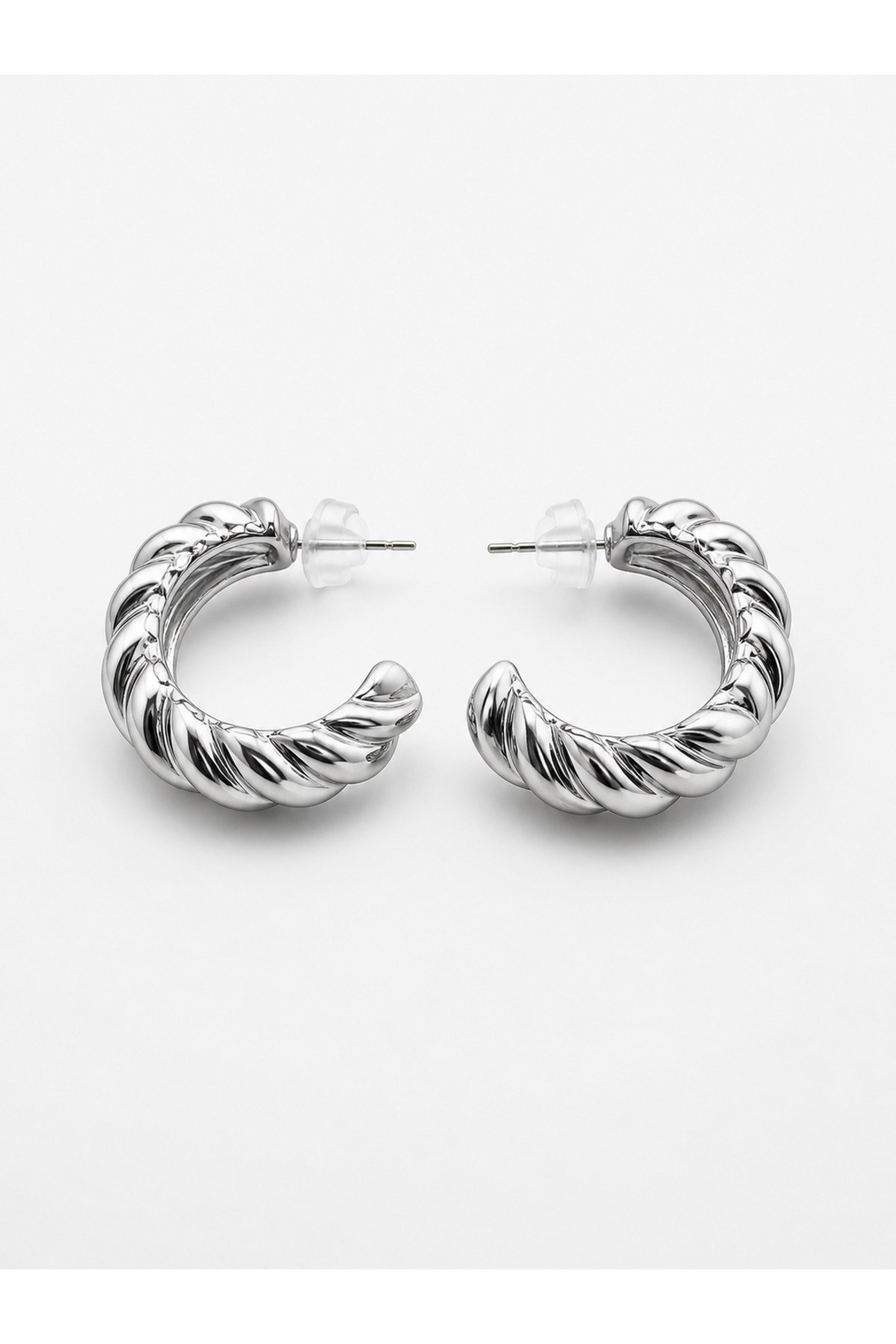 Burgu Halka Küpe 2 Cm Parlak Metal Kadın Küpe Şık Minimal Takı