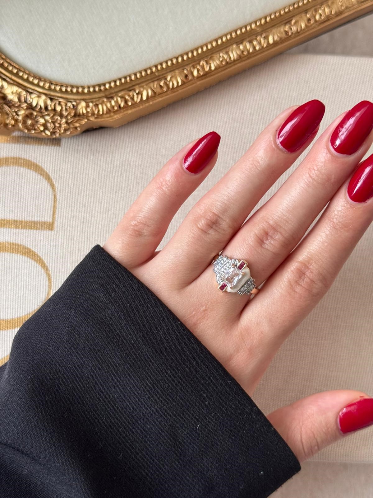Celeste Ruby Taşlı Gold Yüzük