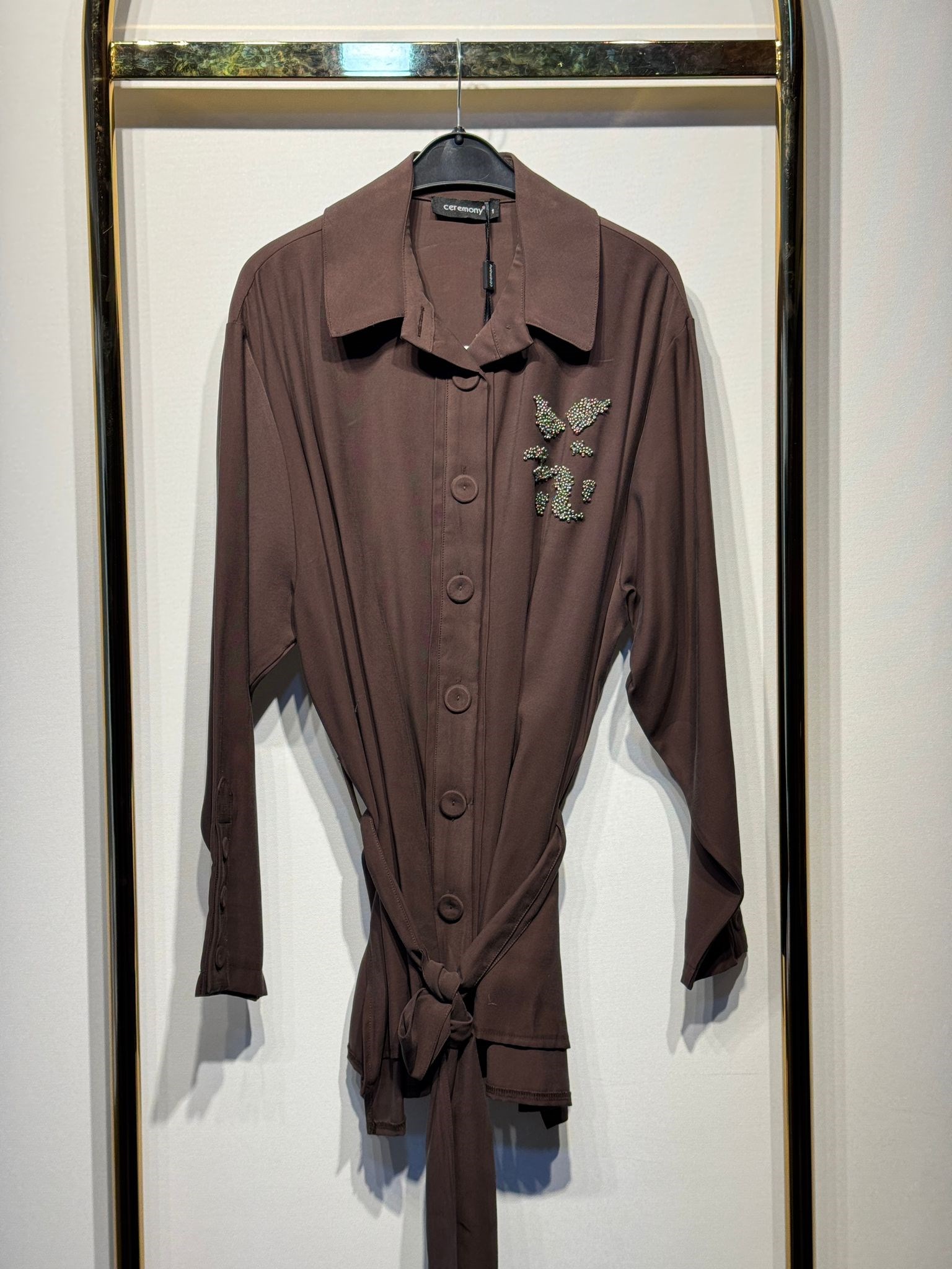 CEREMONY Beli Kuşaklı Boncuk İşlemeli Oversize Ceket