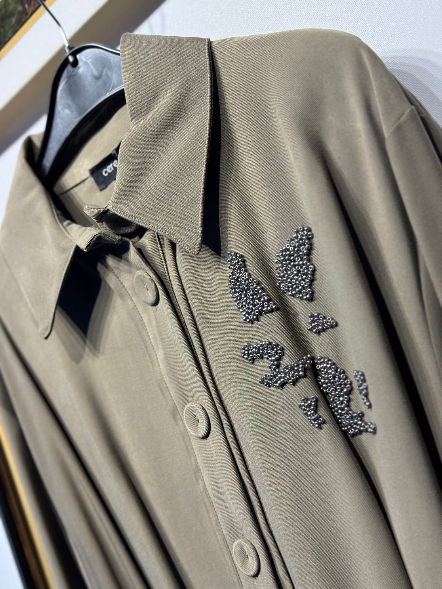 CEREMONY Beli Kuşaklı Boncuk İşlemeli Oversize Ceket