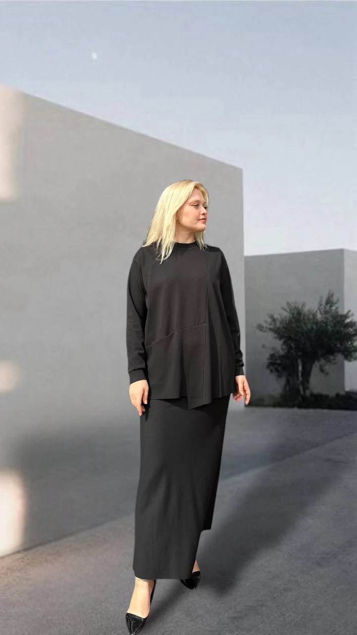 CEREMONY BLUZU KANGURU CEPLİ VEREV ETEKLİ ÇELİK TRİKO TAKIM