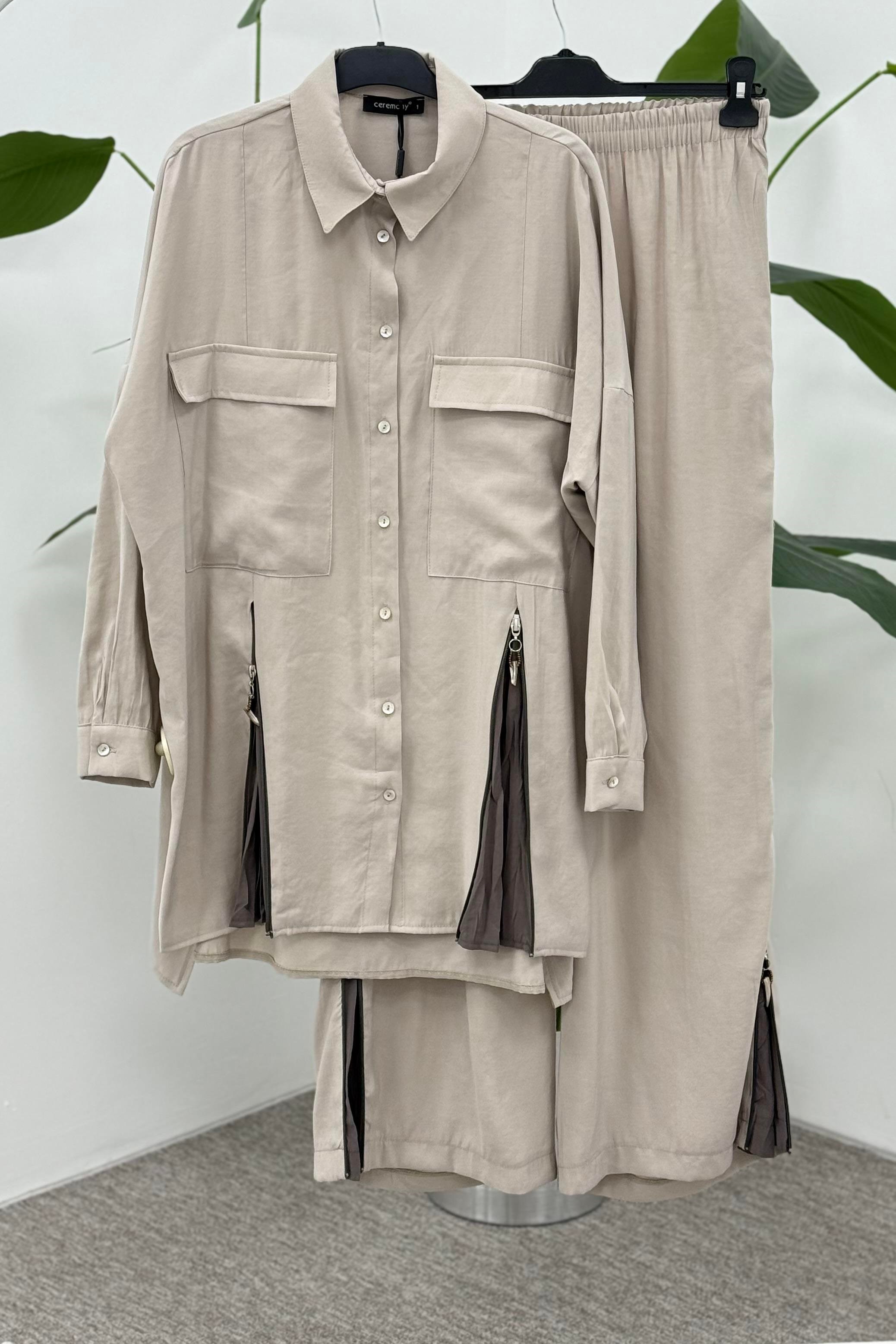 CEREMONY BOLEROSU ALLERLİ TENCEL ELBİSELİ TAKIM