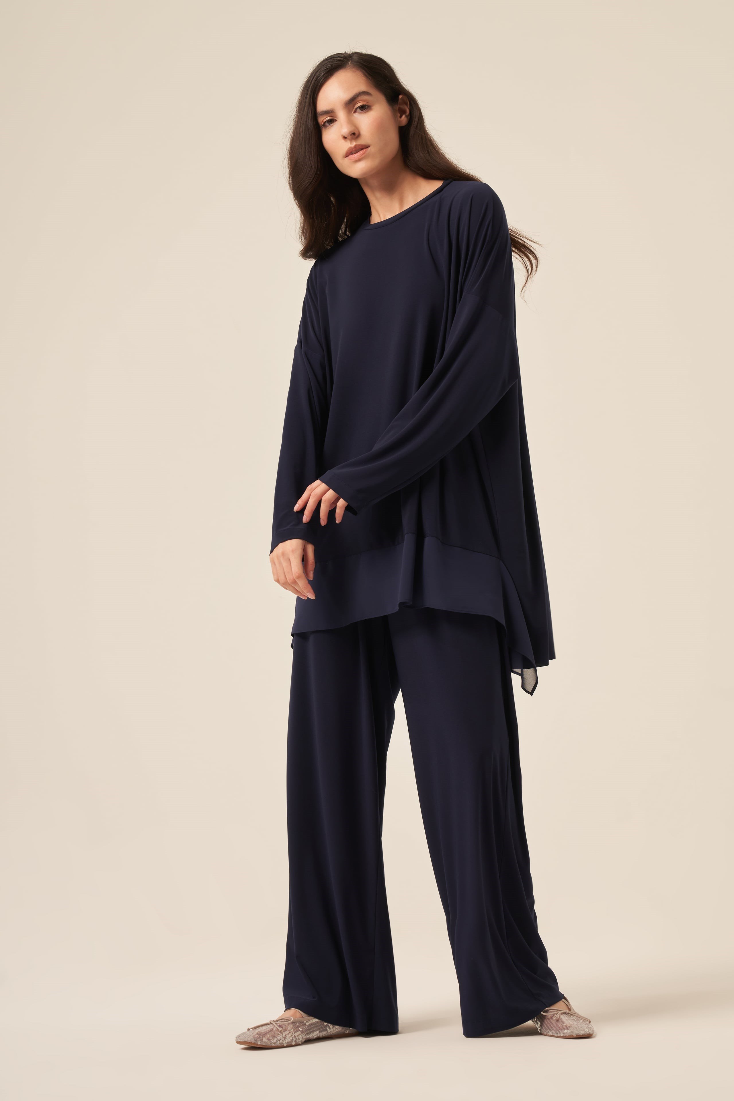 CEREMONY Etek Ucu Kulaklı Şifon Detaylı Sandy Pantolon Takım