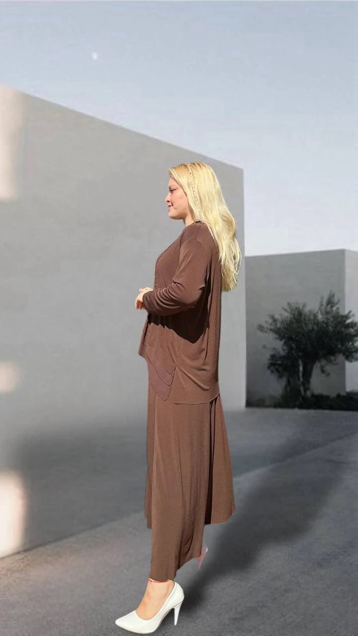 CEREMONY KAT KAT ŞİFON DETAYLI ÖRME KREP TAKIM
