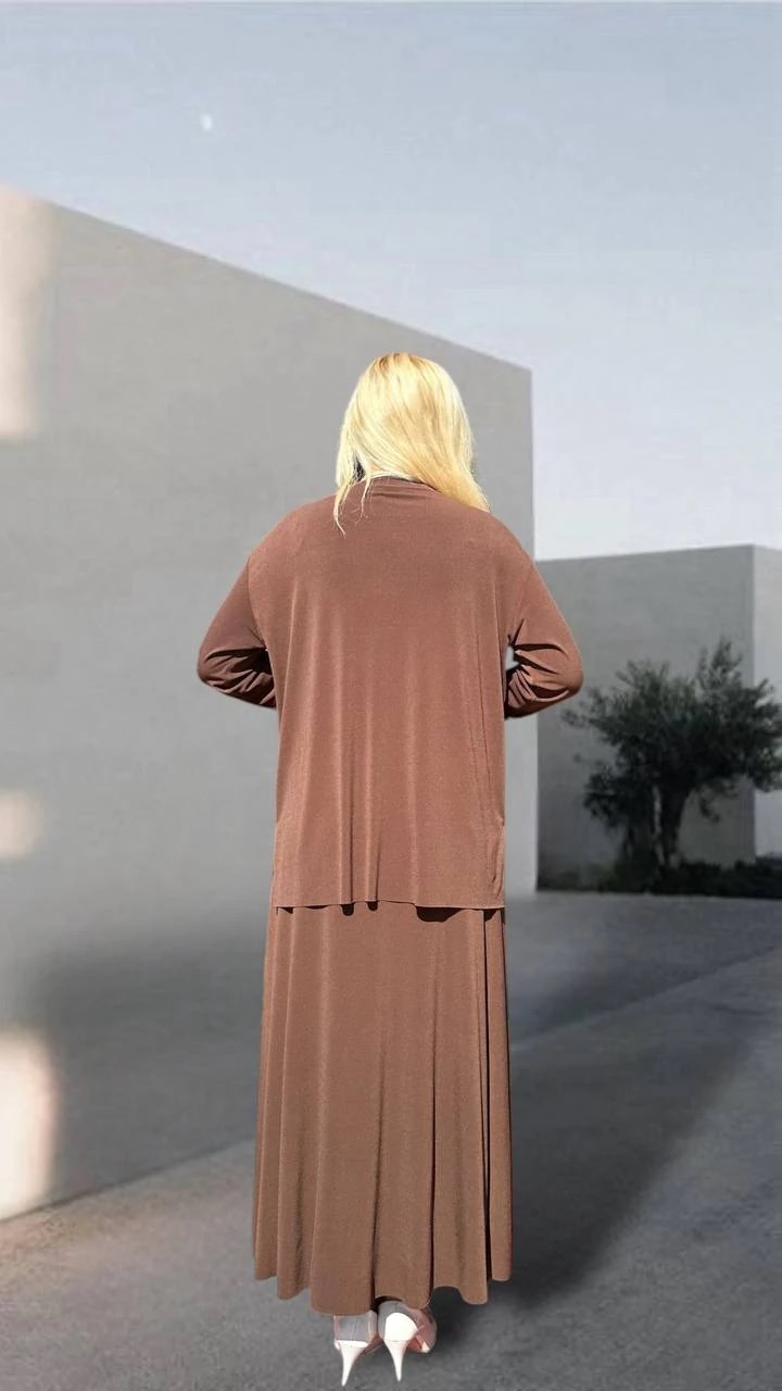 CEREMONY KAT KAT ŞİFON DETAYLI ÖRME KREP TAKIM