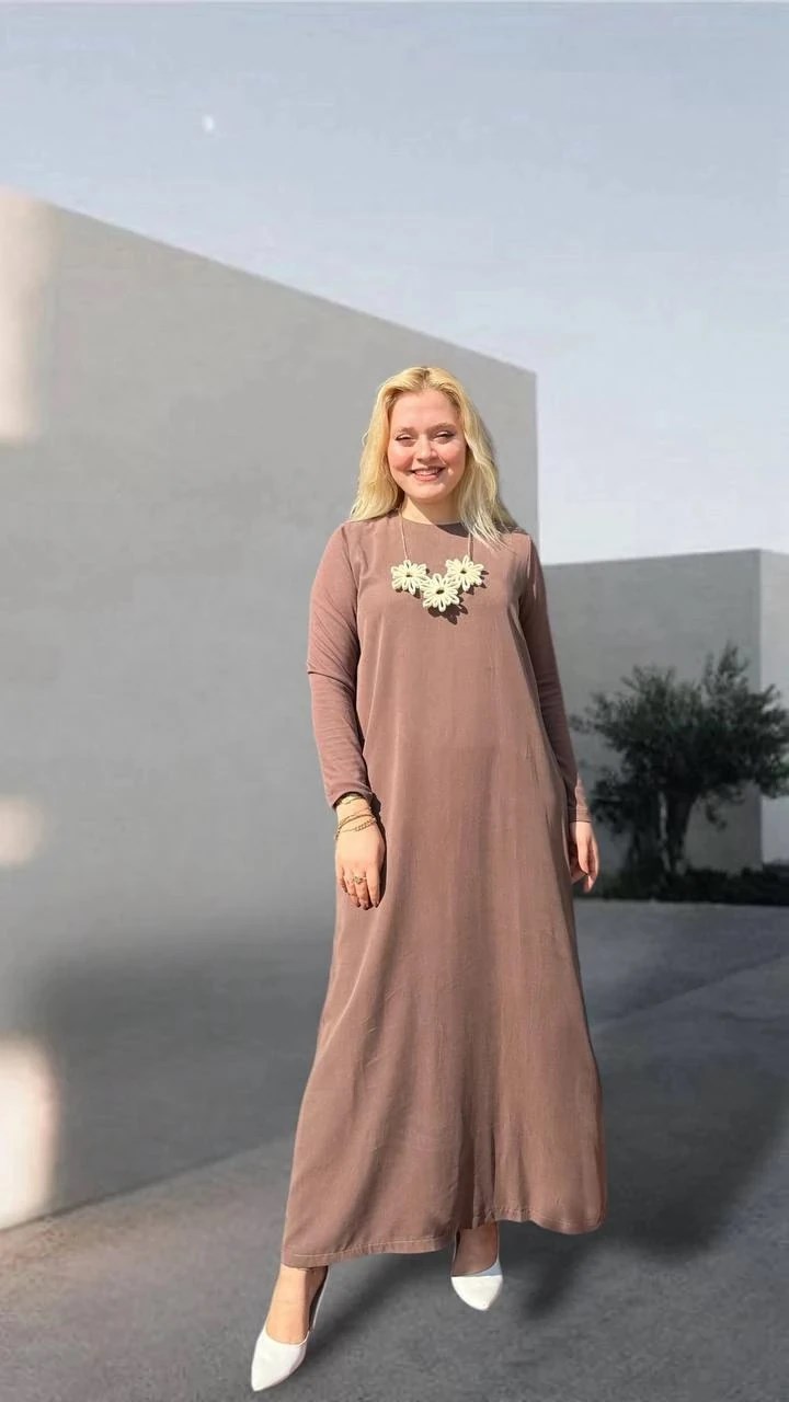 CEREMONY KOLLARI TRİKOLU TENCEL UZUN BASİC ELBİSE