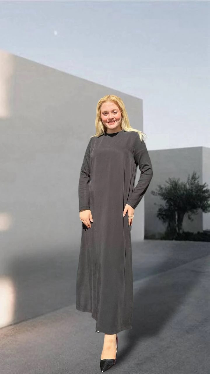 CEREMONY KOLLARI TRİKOLU TENCEL UZUN BASİC ELBİSE