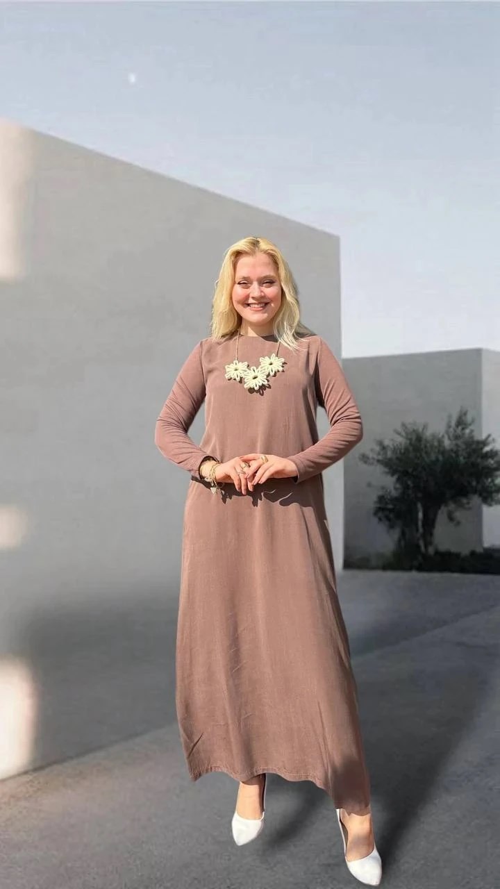 CEREMONY KOLLARI TRİKOLU TENCEL UZUN BASİC ELBİSE