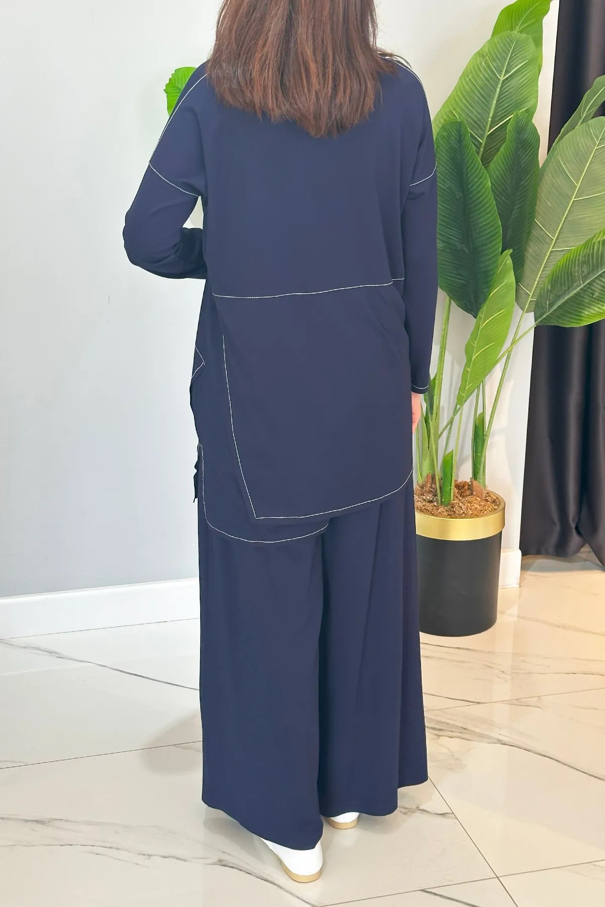CEREMONY Kontrast Dikişli Belden Kesikli Allerli Bambu Pantolon Takım