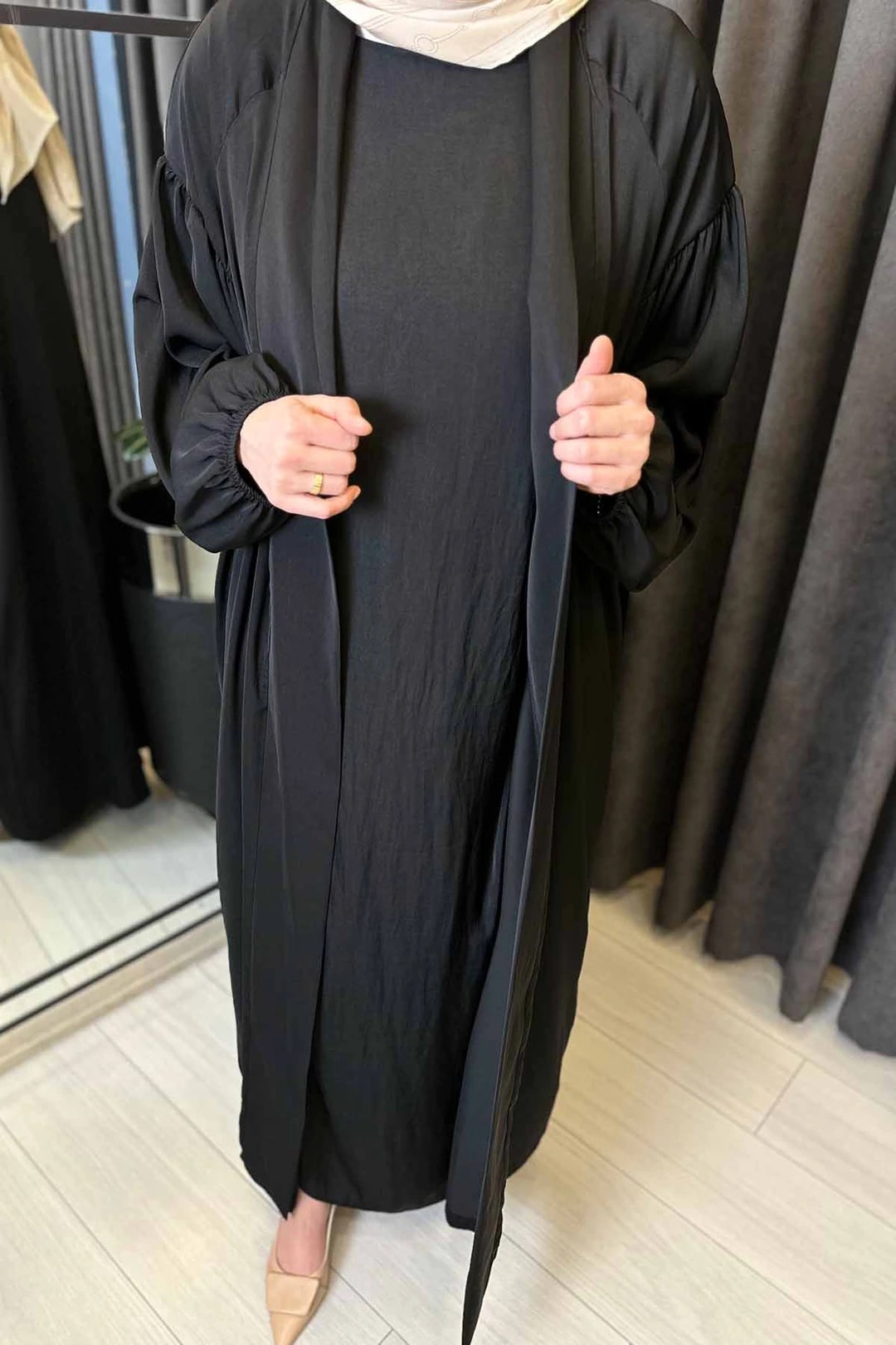 CEREMONY Memory Cupra Kolları Büzgülü Kaftan