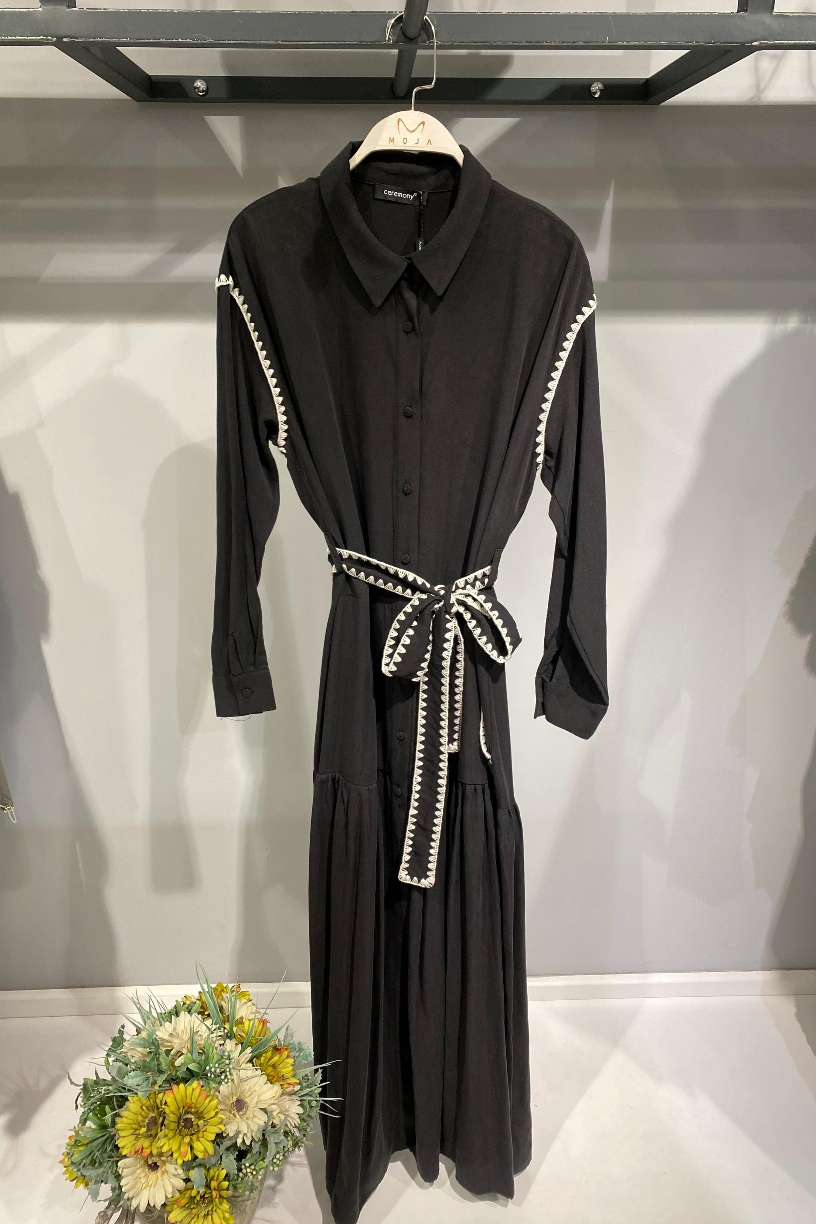 CEREMONY OMZU VE KEMERİ ÇOBAN DİKİŞLİ TENCEL ELBİSE
