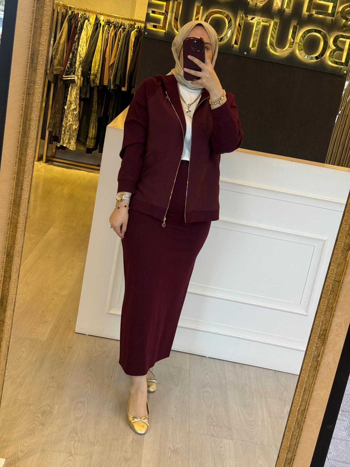 CEREMONY Önden Fermuarlı Dubai Garnili Kapşonlu Ceket