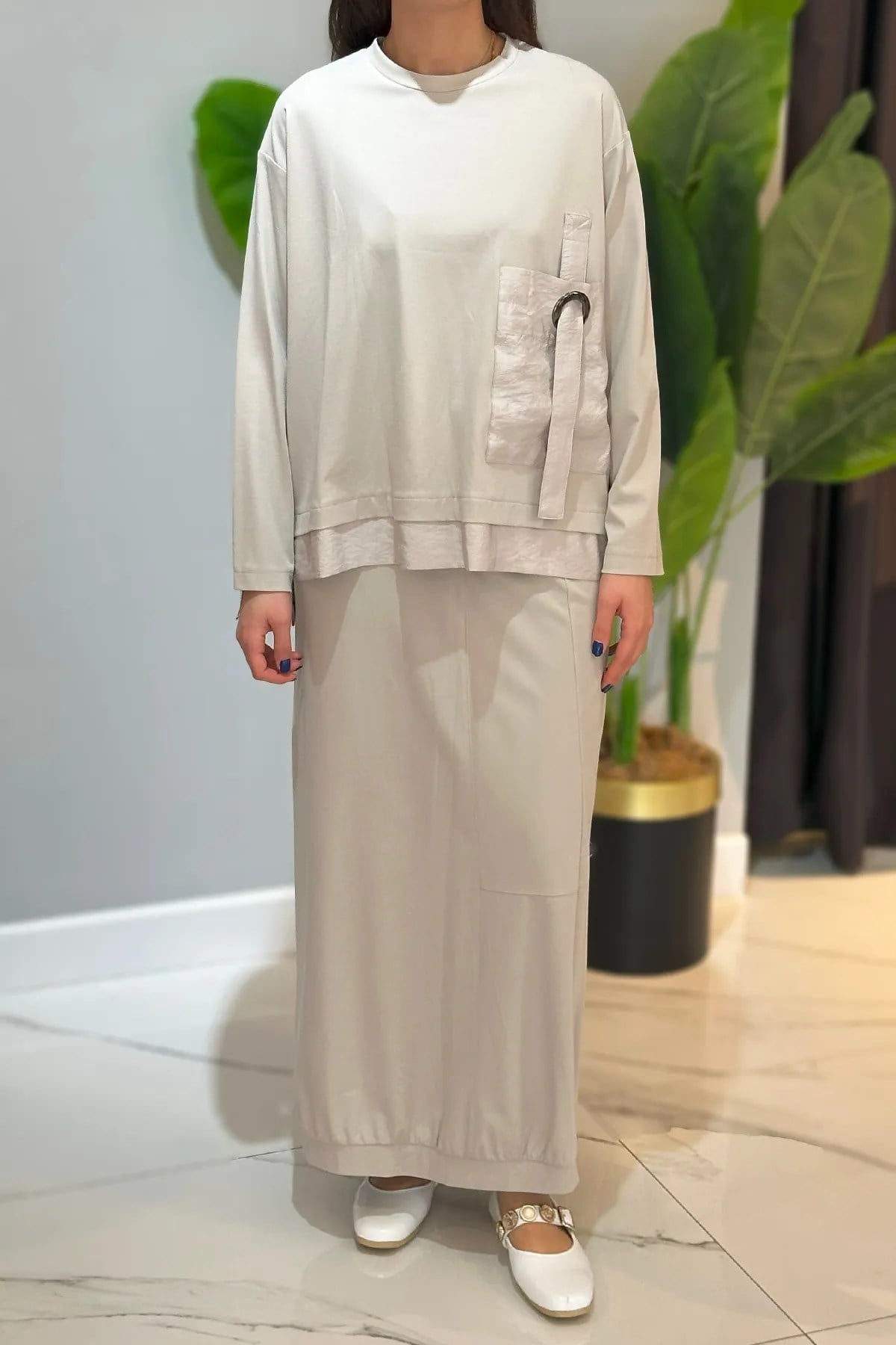 CEREMONY TRİKO GARNİLİ BOLERO CEKETLİ TENCEL ELBİSELİ TAKIM
