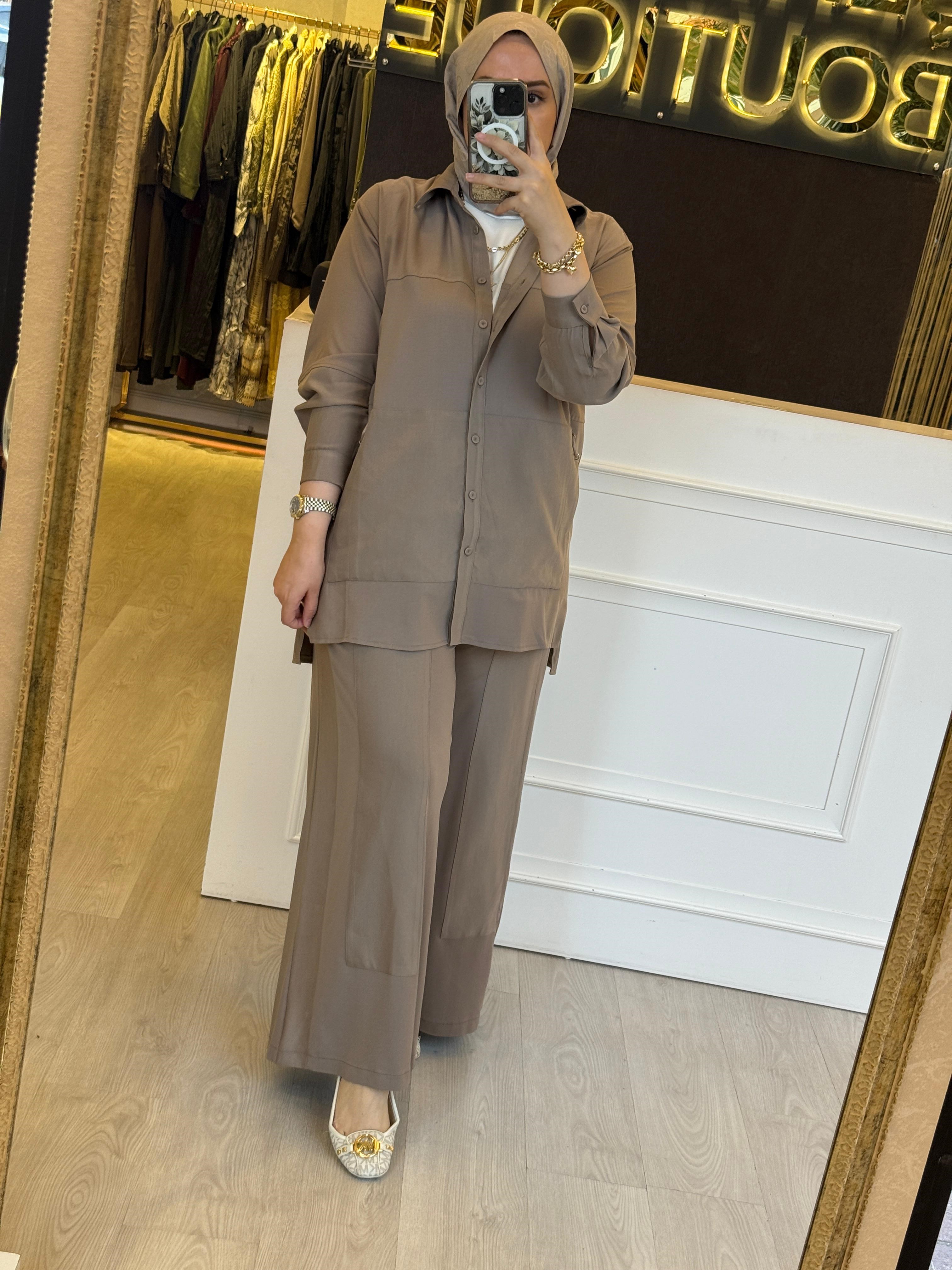 CEREMONY Tuniği ve Pantolonu Bambu Detaylı Aksesuarlı Takım