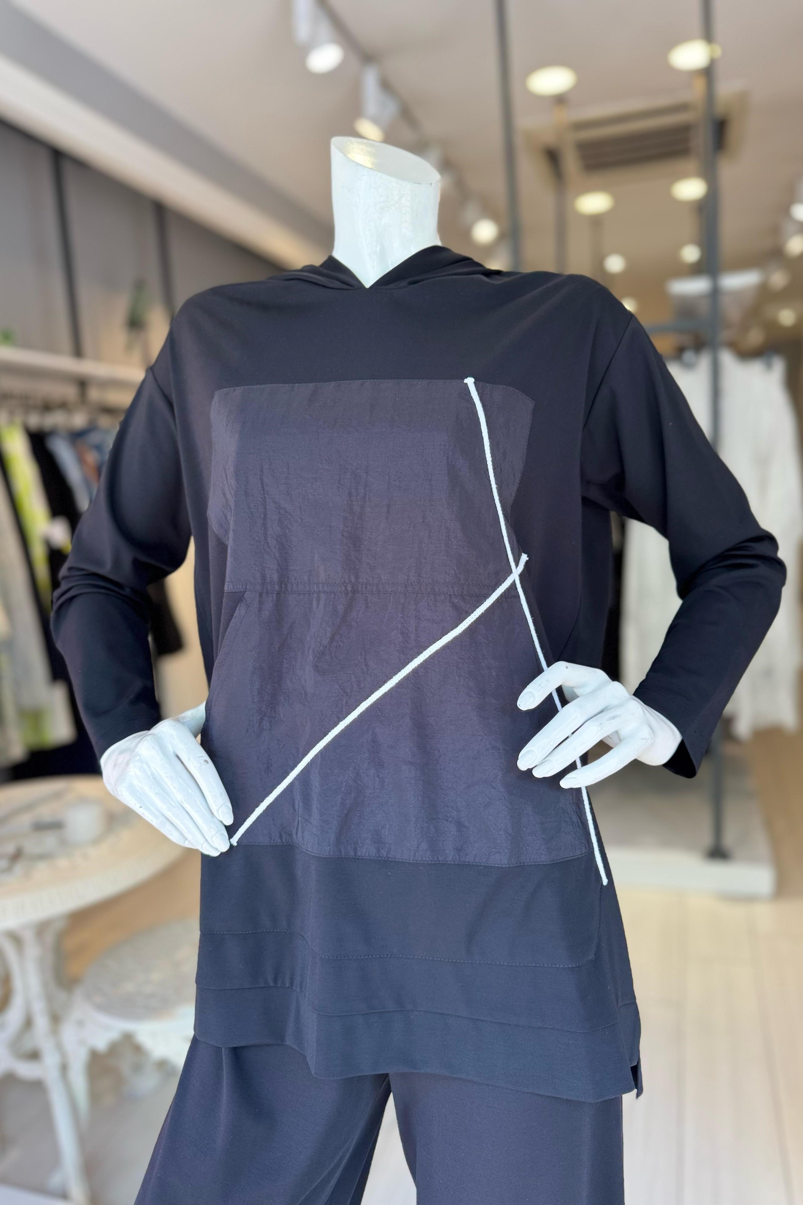 CEREMONY Tuniğinin Önü Dubai ve İp Detay Kapüşonlu Bambu Pantolon Takım