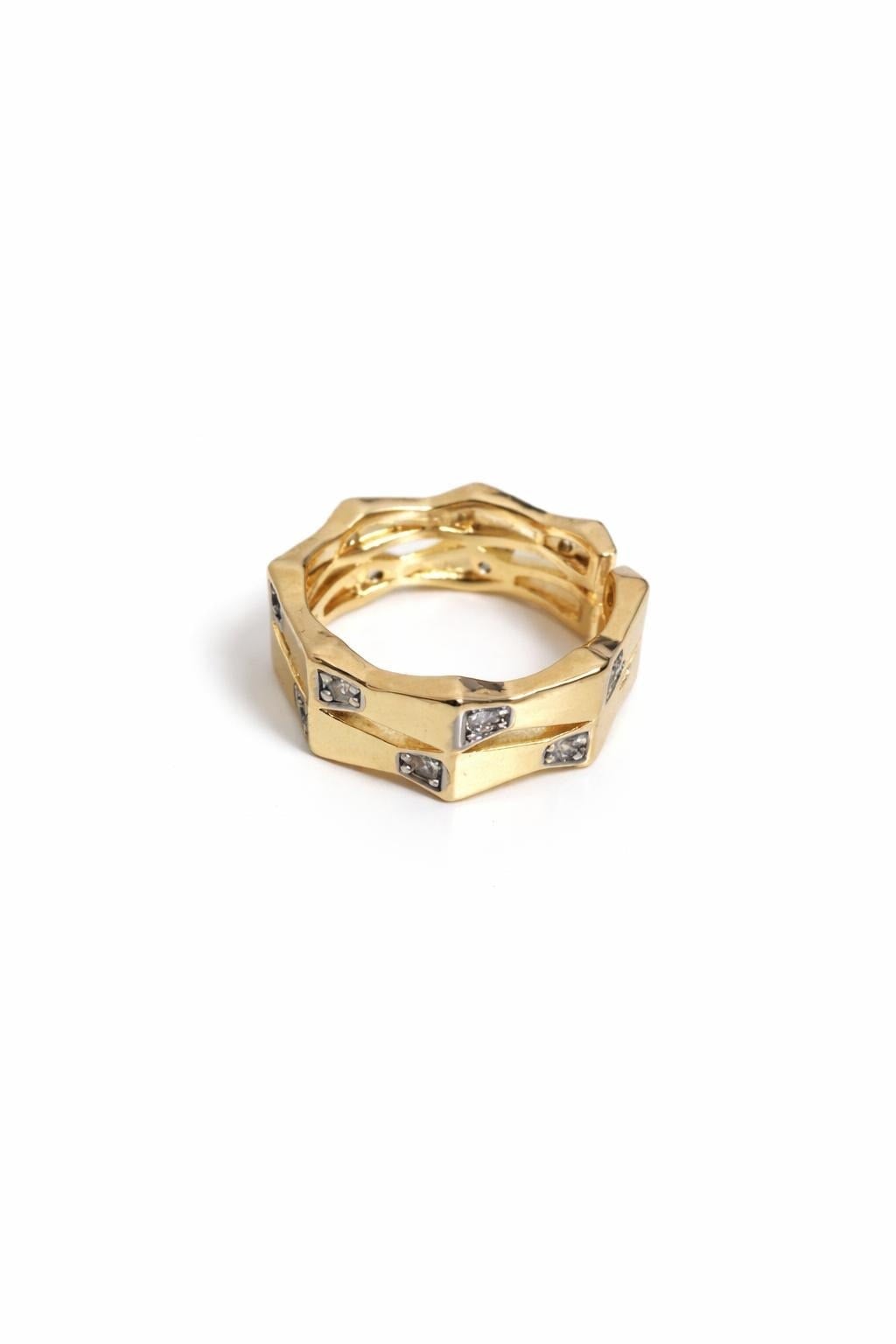 Chain zirkon taşlı gold yüzük