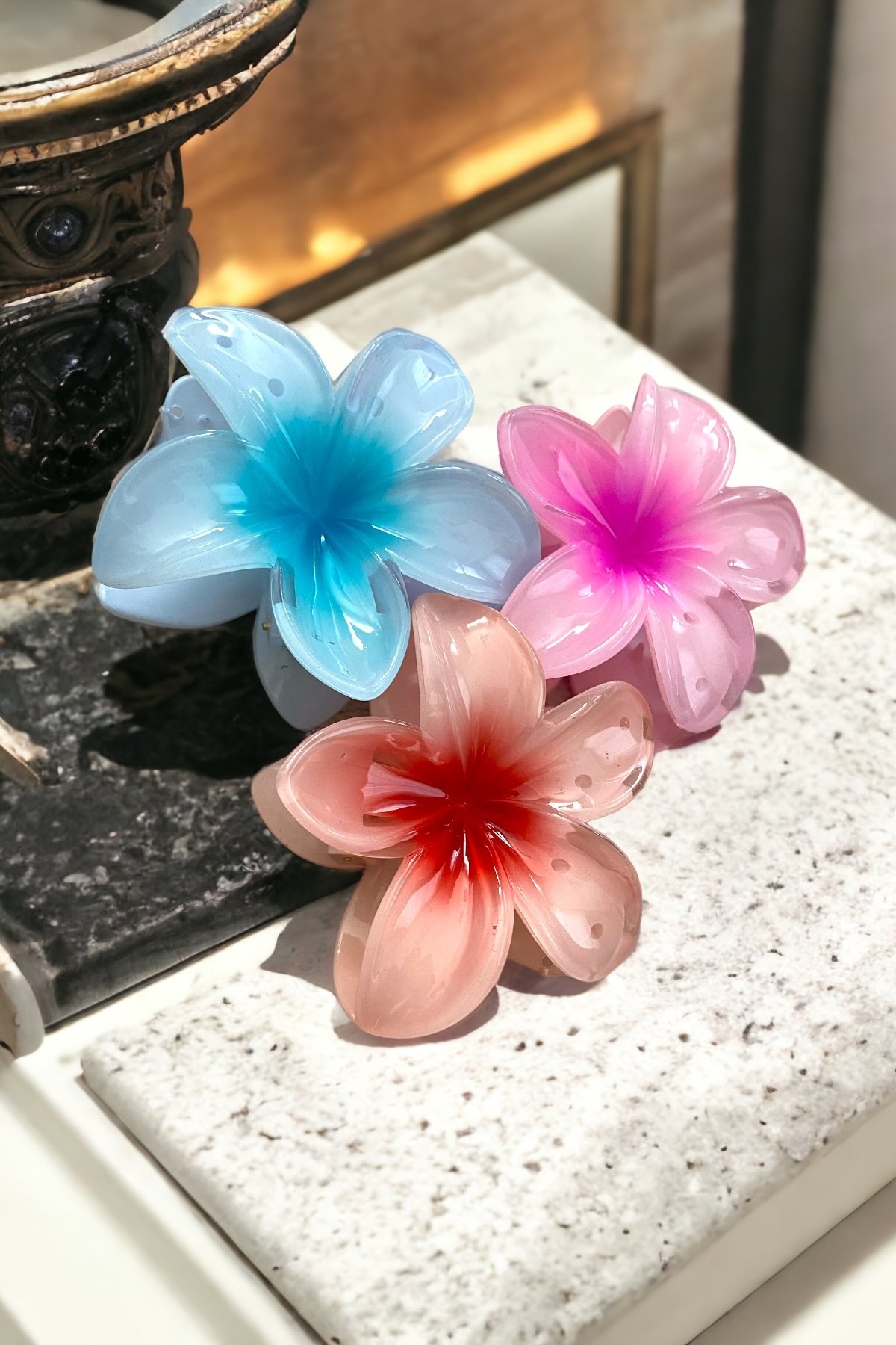 Çicek Model 3 Adet Büyük Boy 8 Cm Parlak Mandal Lotus Toka