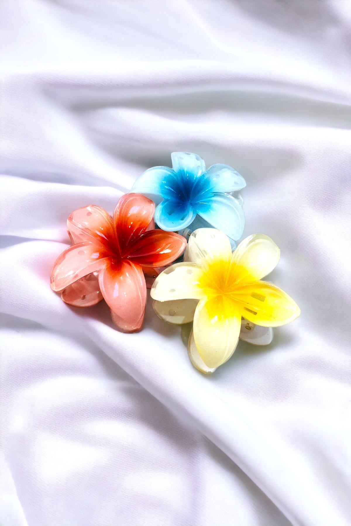 Çicek Model 3 Adet Büyük Boy 8 Cm Parlak Mandal Lotus Toka