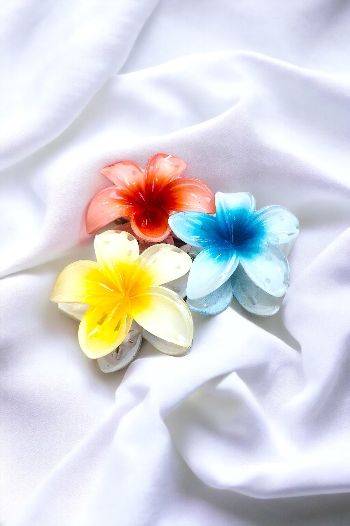 Çicek Model 3 Adet Büyük Boy 8 Cm Parlak Mandal Lotus Toka