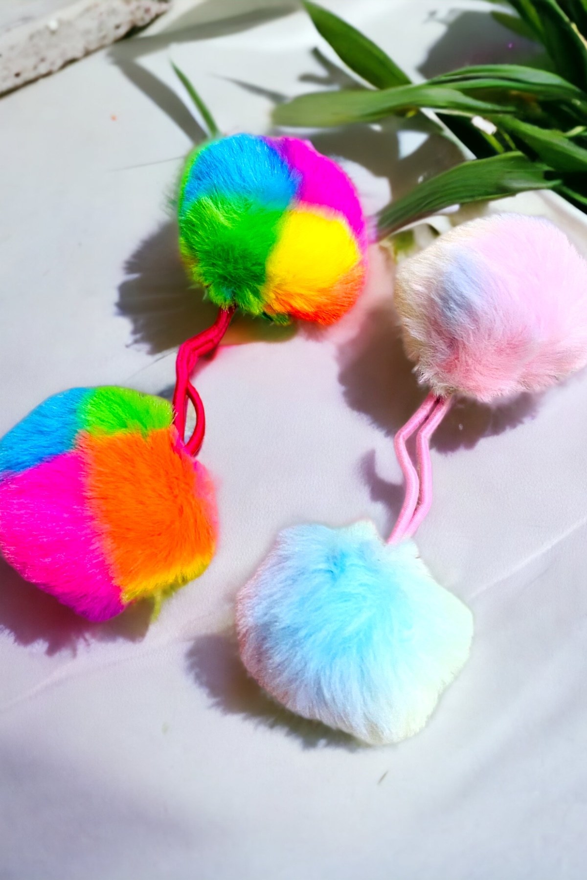 Çocuk 2 Adet Renkli Ponpon Peluş Toka Seti