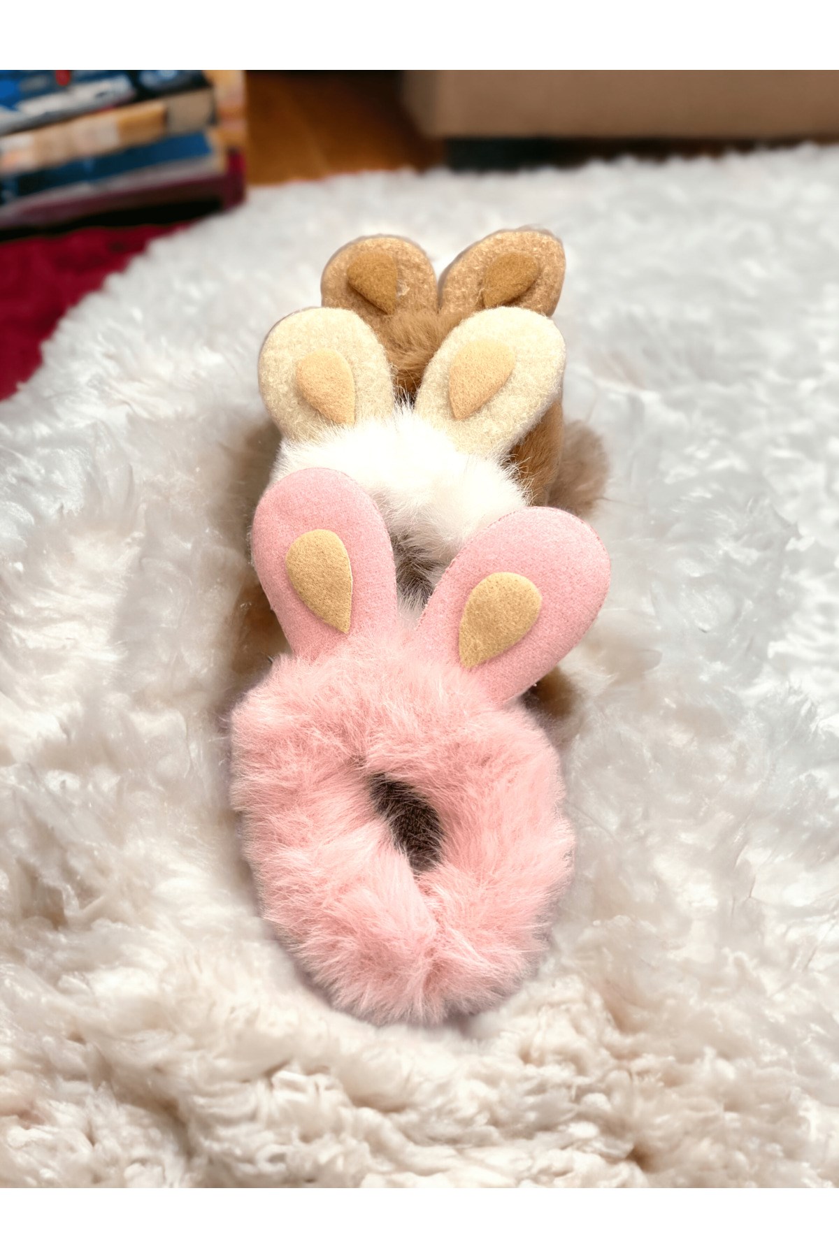 Çocuk 3 Adet Peluş Tavşan Kulaklı Lastik Toka