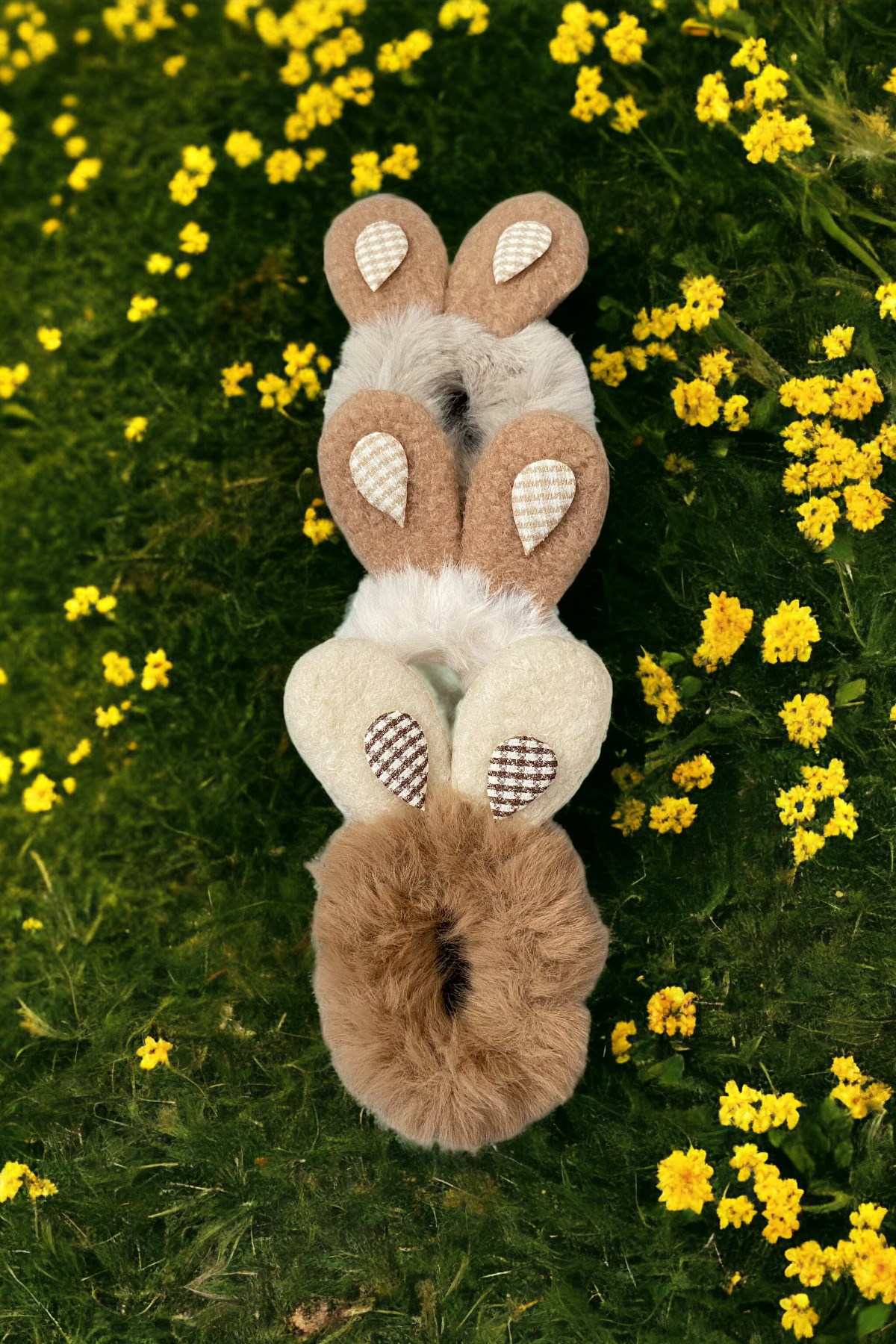 Çocuk 3 Adet Peluş Tavşan Kulaklı Lastik Toka