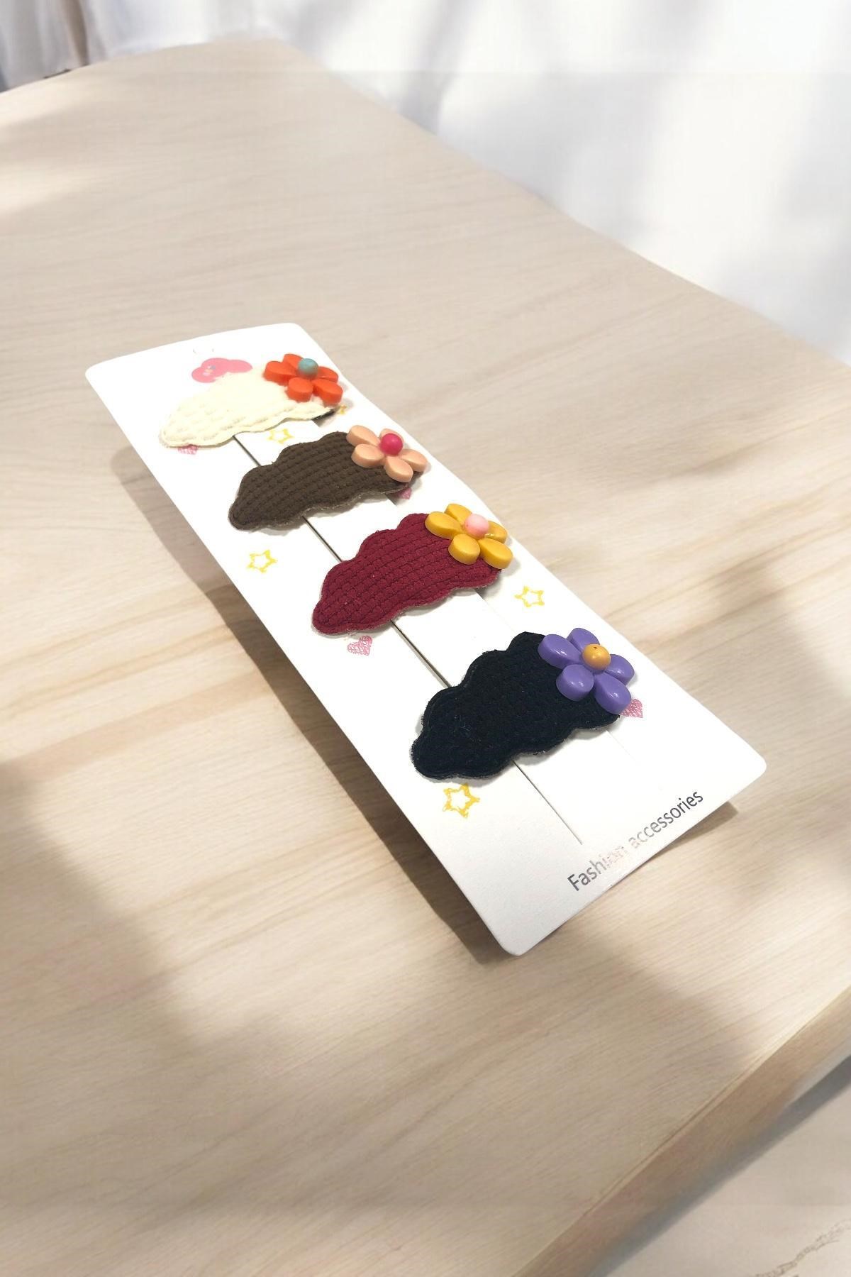 Çocuk 4 Adet Papatya Figürlü 5,5 Cm Çıtçıt Toka