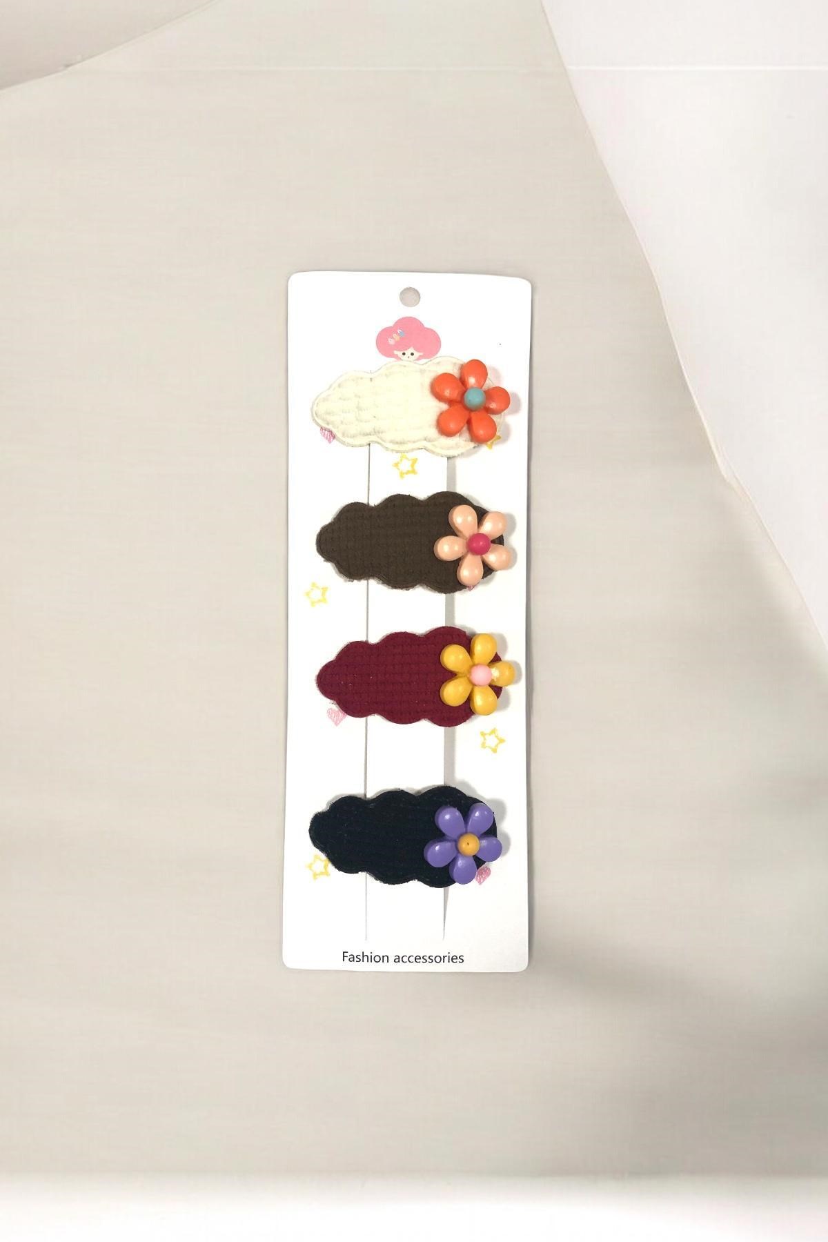 Çocuk 4 Adet Papatya Figürlü 5,5 Cm Çıtçıt Toka