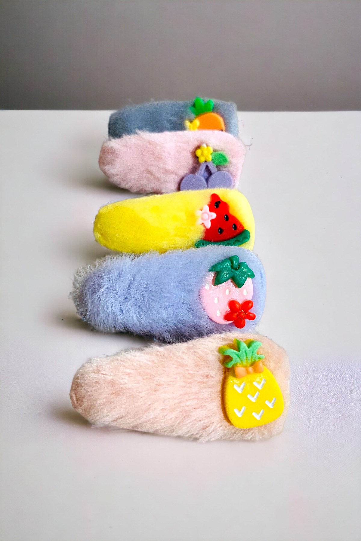 Çocuk 5 Adet Peluş Model Renkli Figürlü Pens Toka