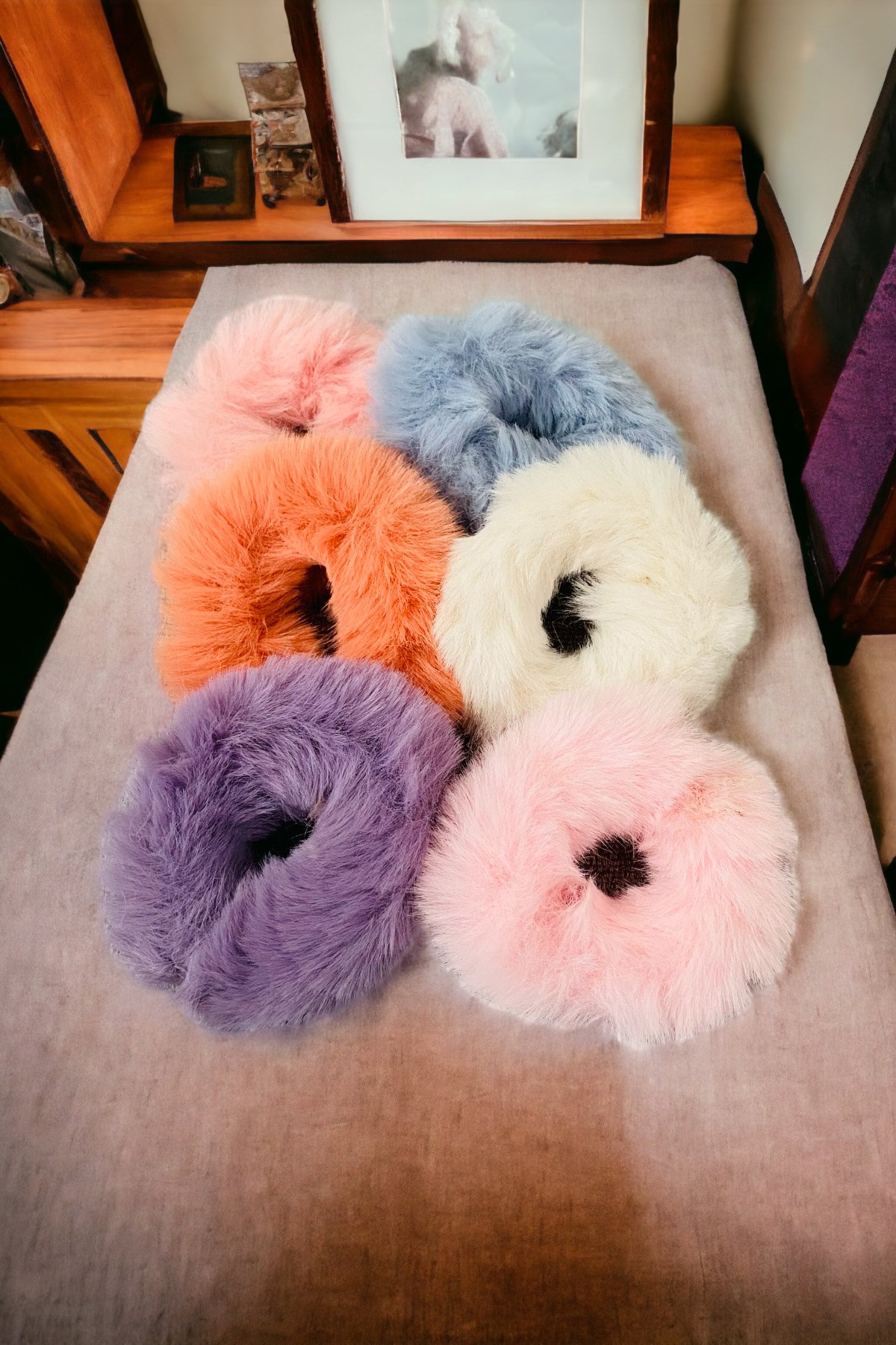 Çocuk 6 Adet Peluş Model Renkli Lastik Toka