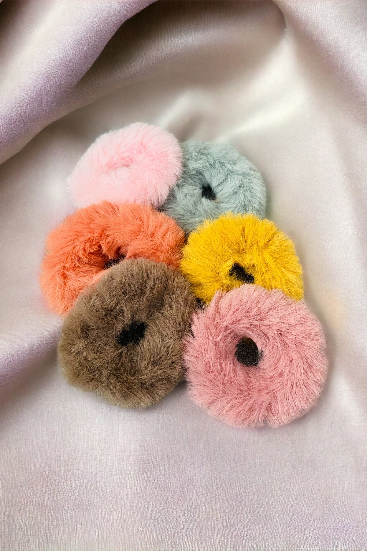 Çocuk 6 Adet Peluş Model Renkli Lastik Toka
