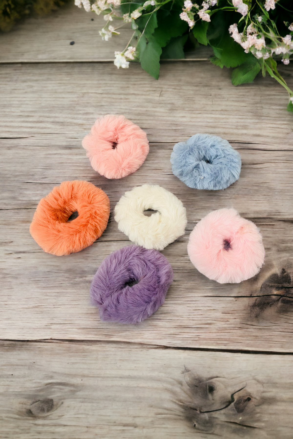 Çocuk 6 Adet Peluş Model Renkli Lastik Toka