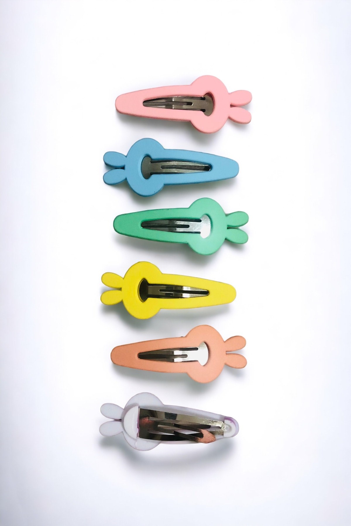 Çocuk 6 Adet Tavşan Model Renkli Çıtçıt Toka