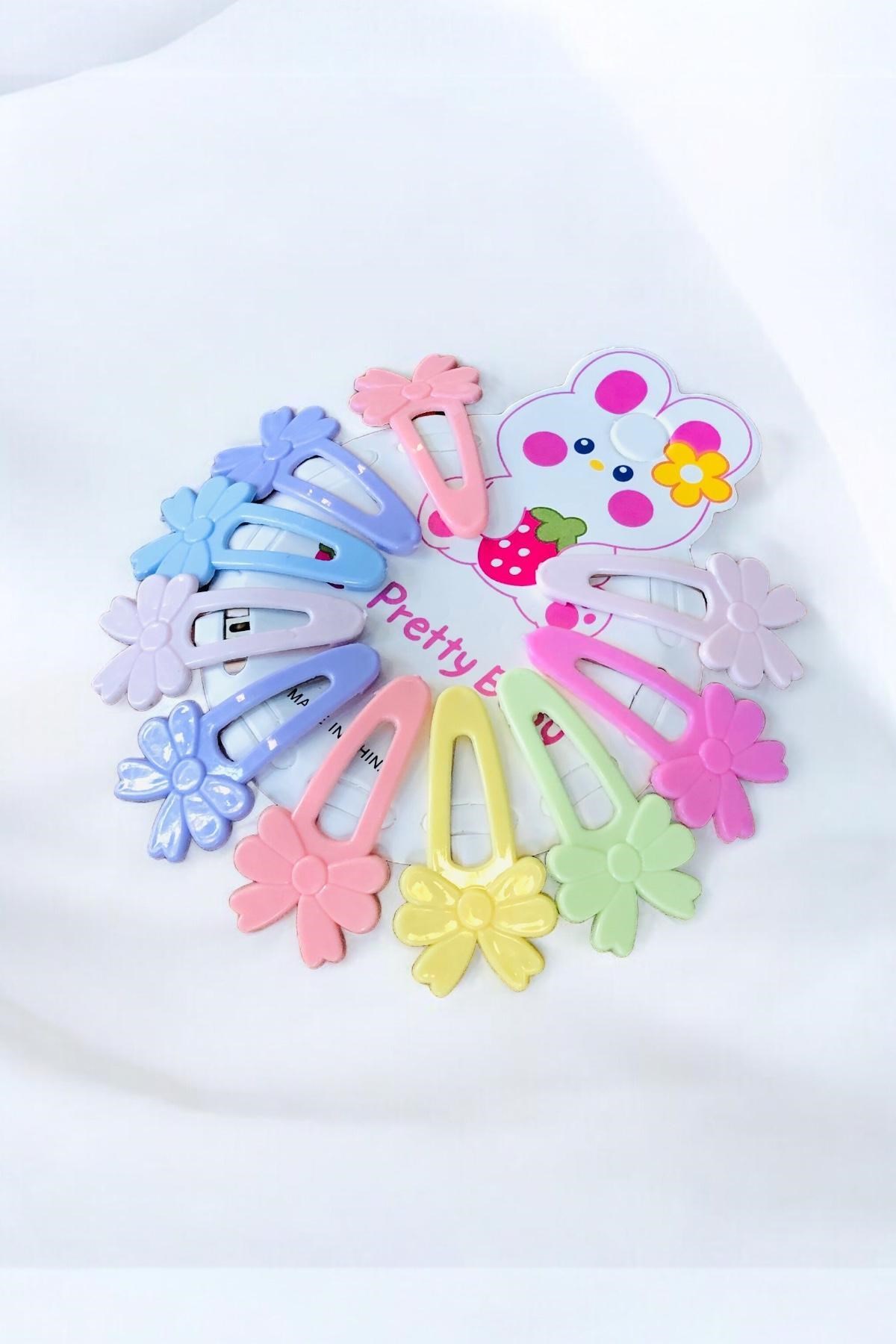 Çocuk Fiyonk Desenli 4 Cm 10 Adet Çıtçıt Toka Seti