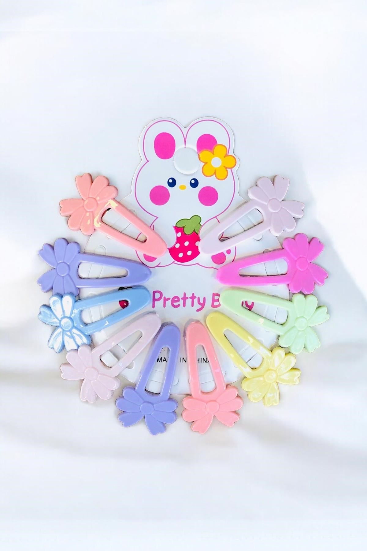 Çocuk Fiyonk Desenli 4 Cm 10 Adet Çıtçıt Toka Seti