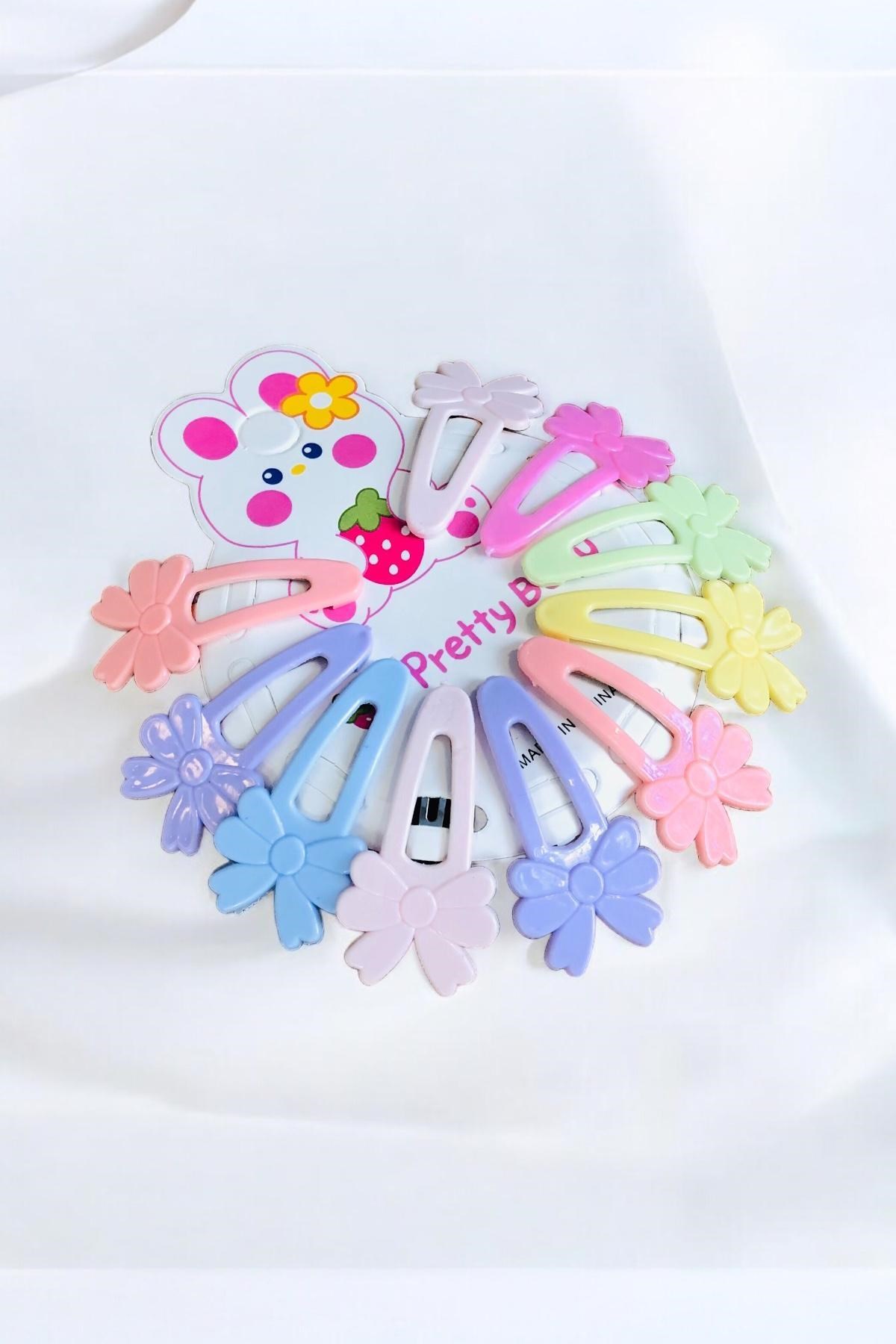 Çocuk Fiyonk Desenli 4 Cm 10 Adet Çıtçıt Toka Seti