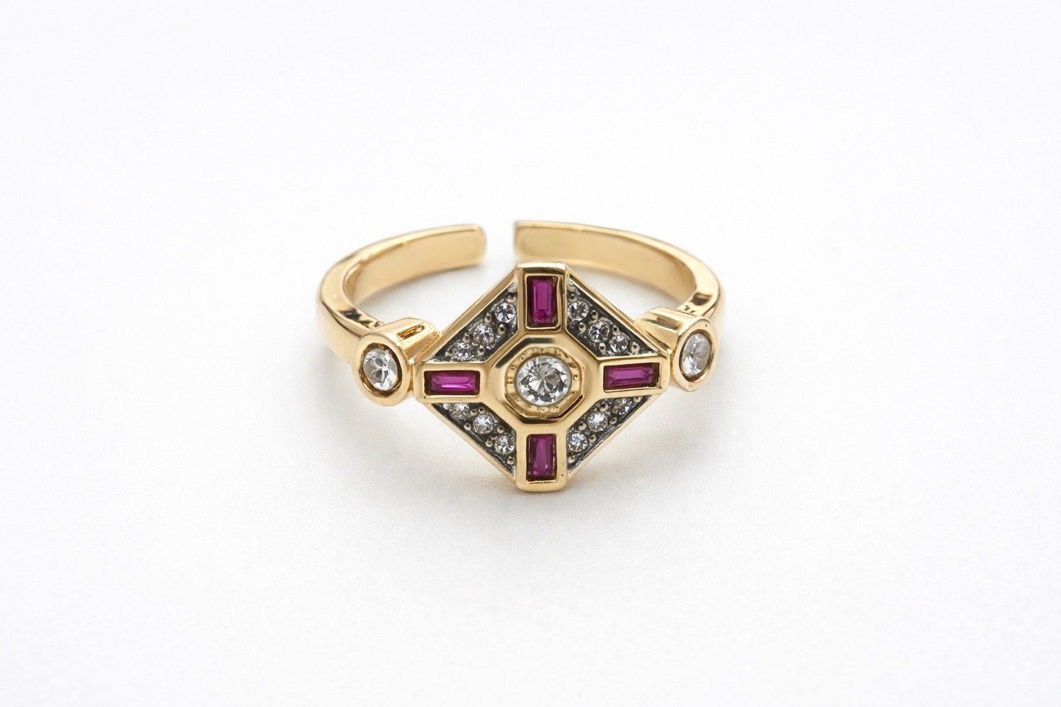 Crimson Square Gold Yüzük