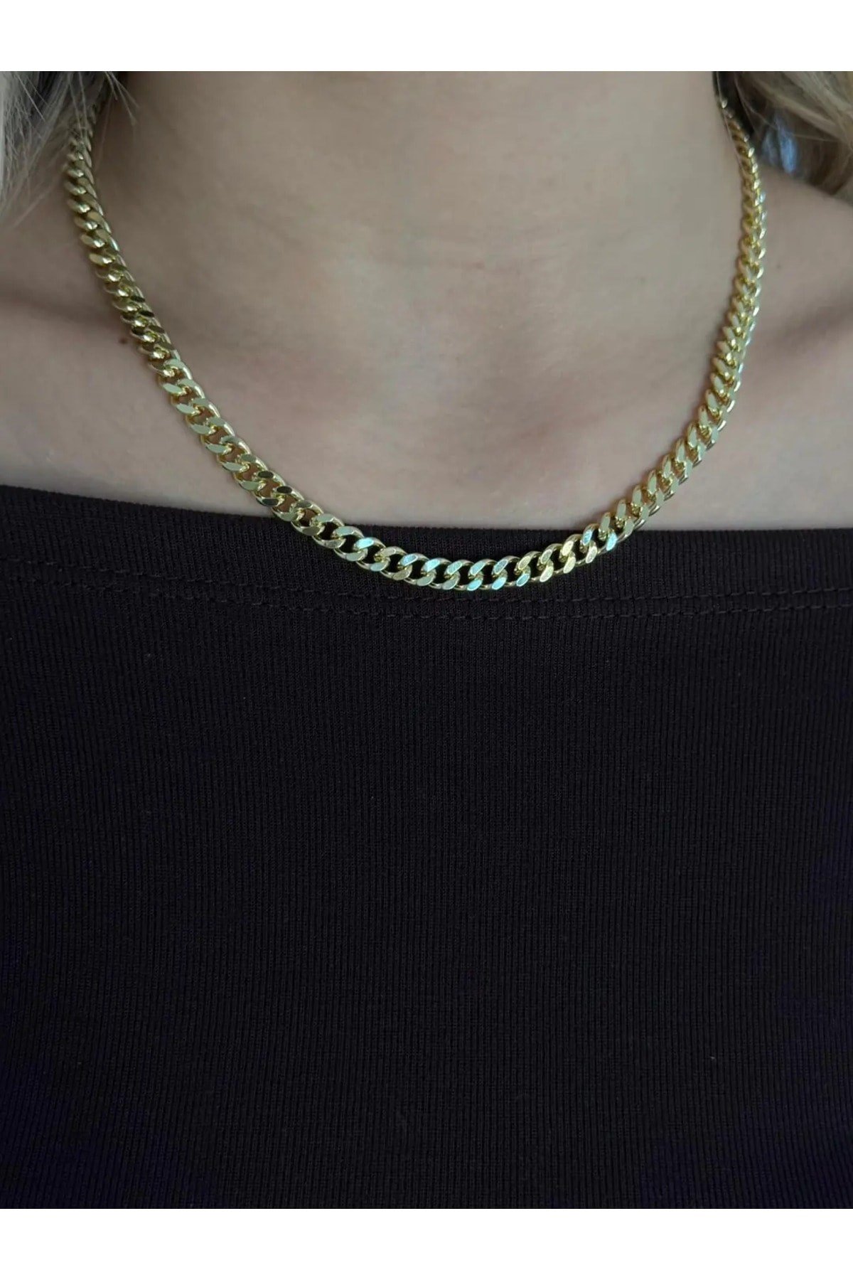Cuban Link Zincir Kolye Gold Çelik Kadın | Minimal İnce Zincir Kolye