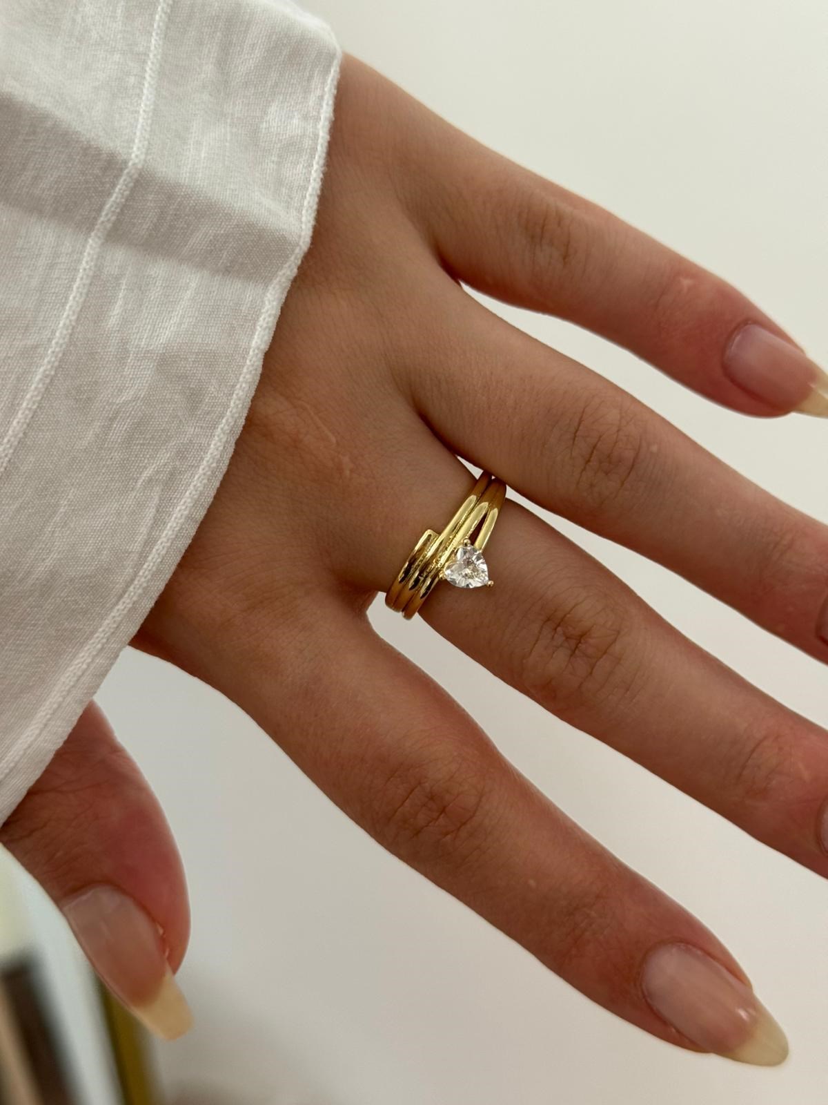 Damla Taşlı Çoklu Yüzük