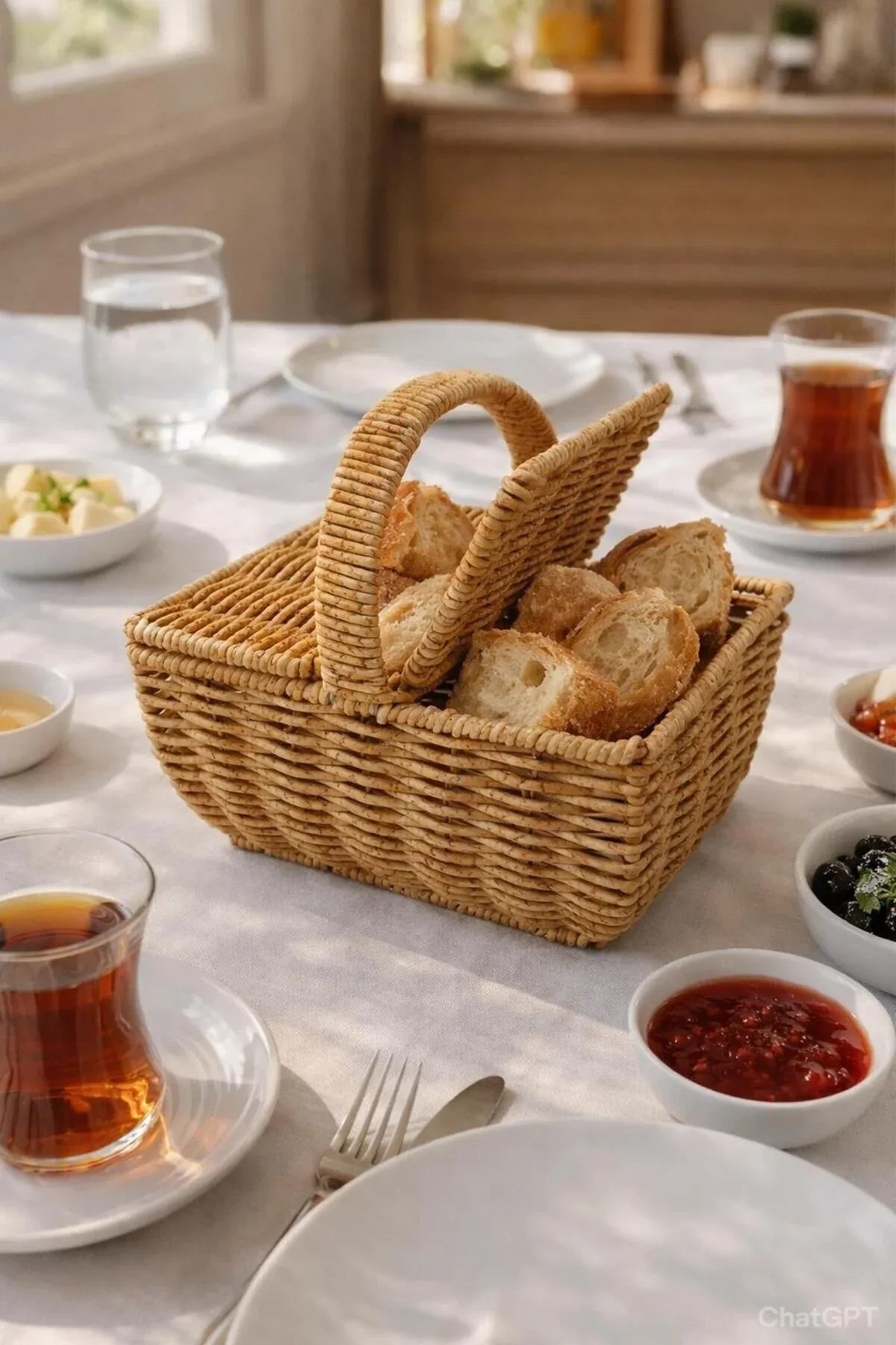Dikdörtgen Hasır Rattan Mini Kulplu Organizer Sepet 10,5x20,5x15 Cm